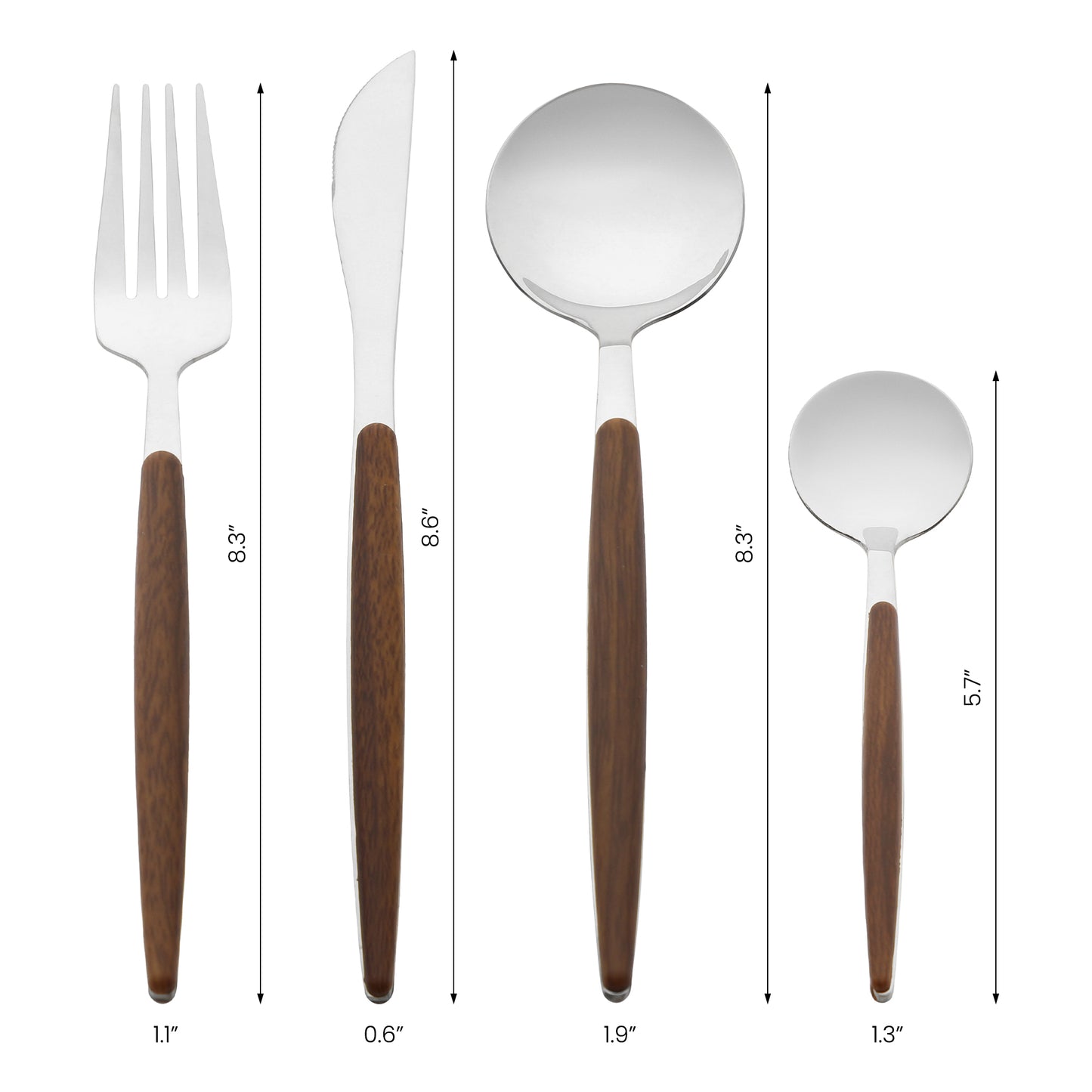 4 Pieces Flatware Set, Stainless Steel Silverware Cutlery Set with Spoons and Forks Set