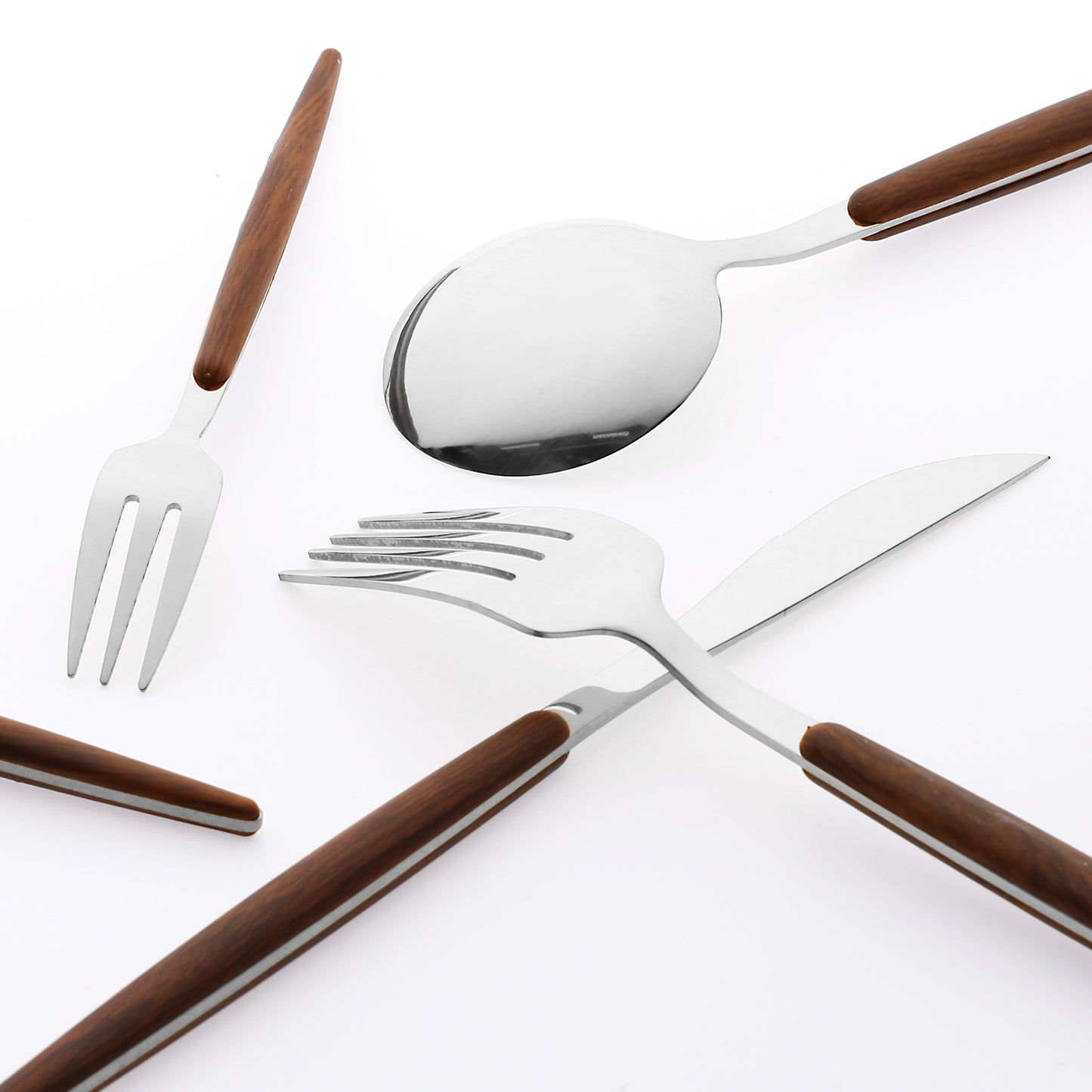 5 Pieces Silverware Set, Stainless Steel Flatware with Knife, Spoons, and Forks Set