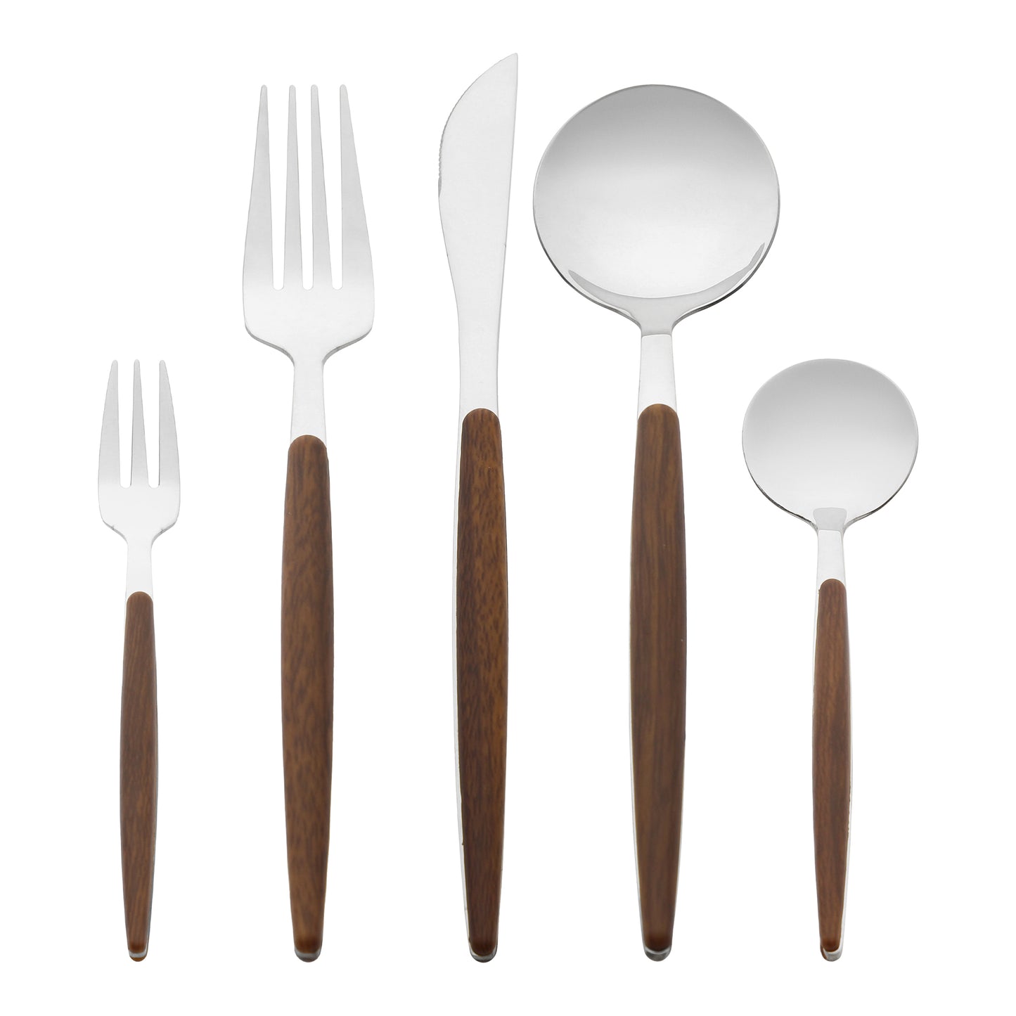 5 Pieces Silverware Set, Stainless Steel Flatware with Knife, Spoons, and Forks Set