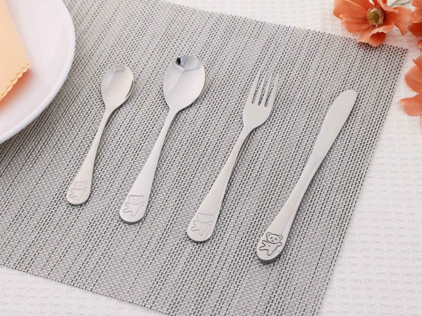 4 Pieces Flatware Set, Stainless Steel Silverware with Knife, Mirror Polished Cutlery Set