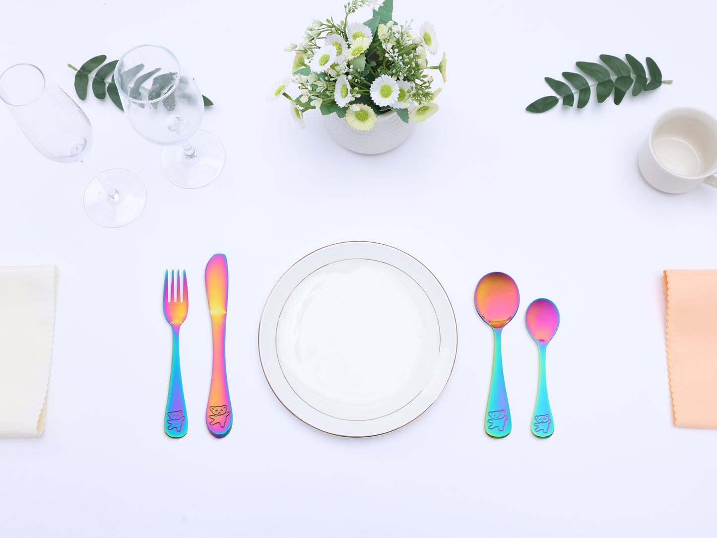 4 Pieces Flatware Set, Stainless Steel Silverware with Knife, Mirror Polished Cutlery Set