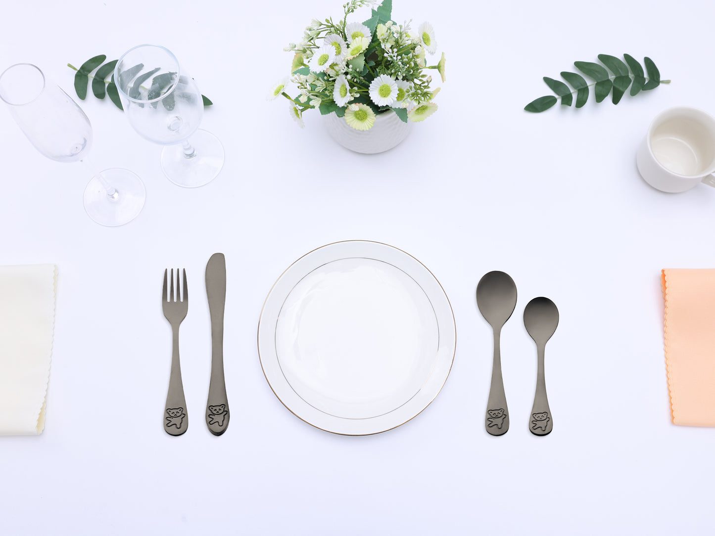 4 Pieces Flatware Set, Stainless Steel Silverware with Knife, Mirror Polished Cutlery Set