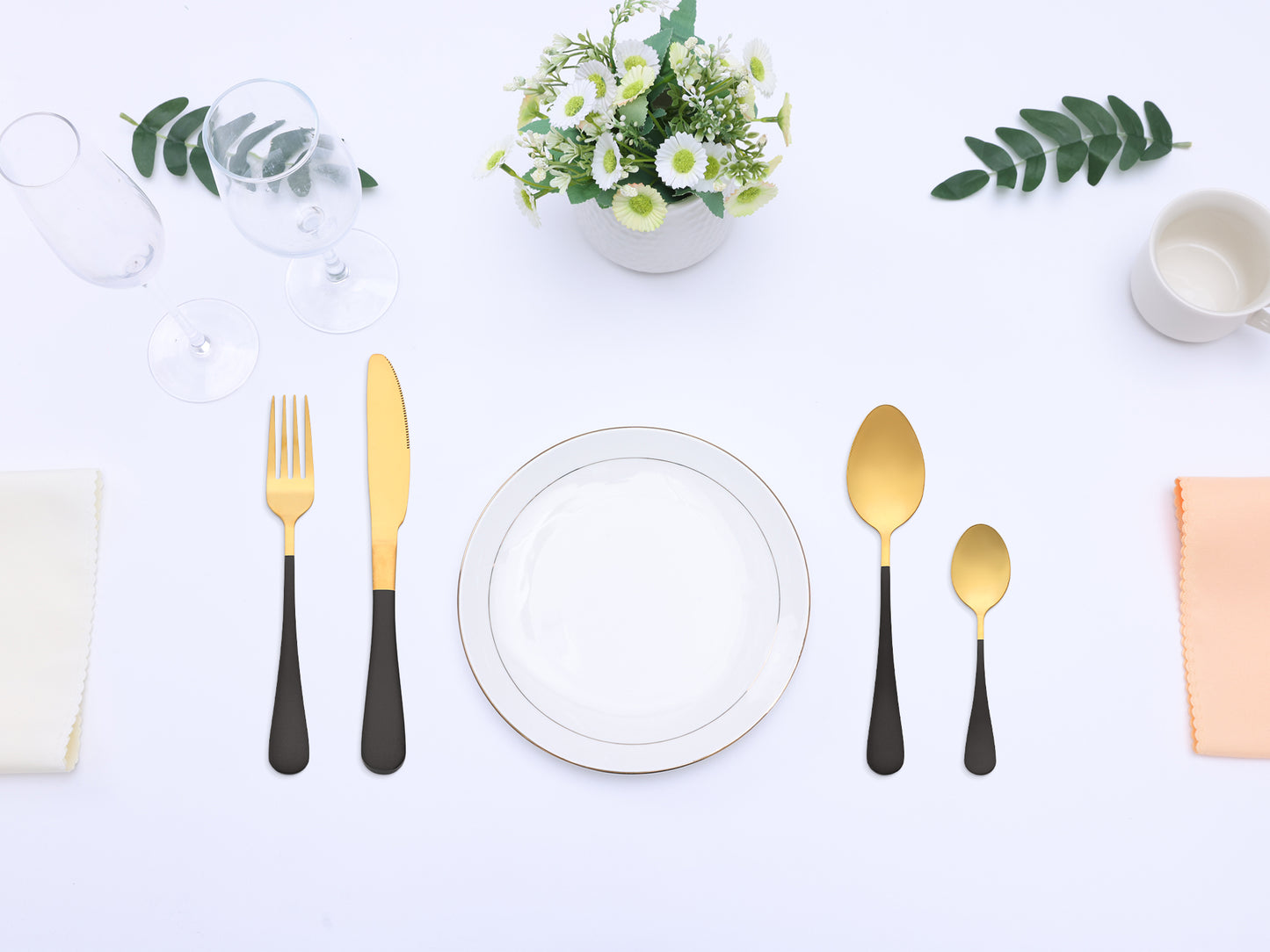 4 Pieces Flatware Set, Stainless Steel Silverware with Knife, Cutlery Set