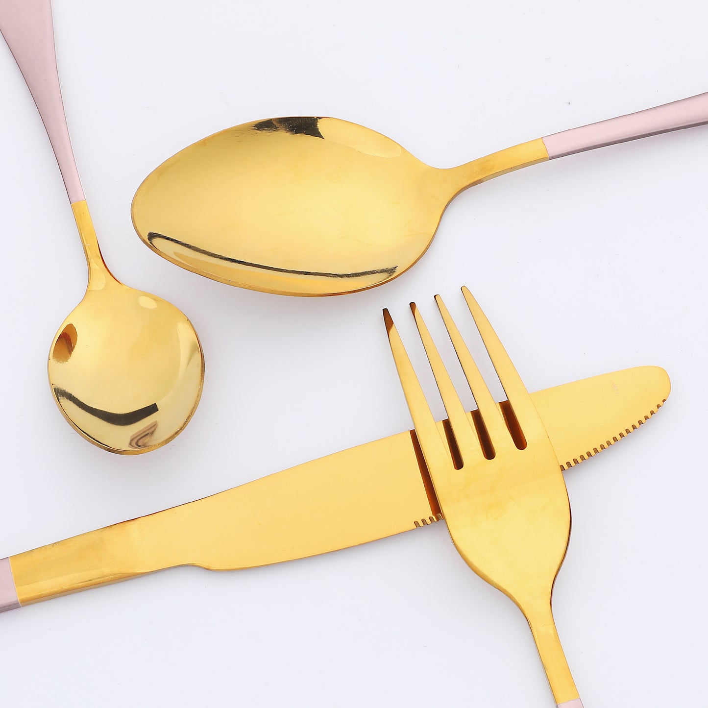 Juego de cubiertos de 4 piezas, cubiertos de acero inoxidable con cuchillo, juego de cubiertos