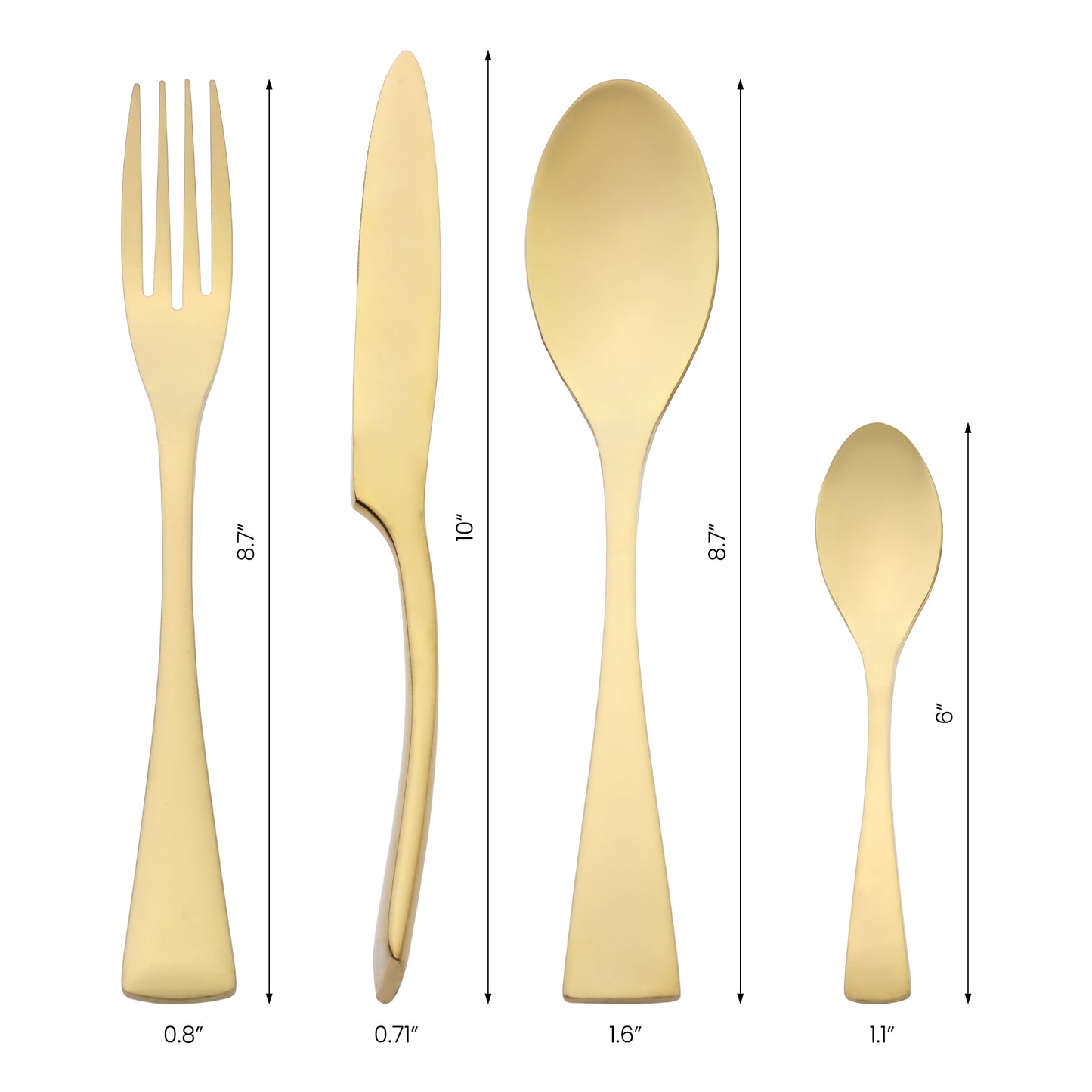 Juego de cubiertos de 4 piezas, cubiertos de acero inoxidable con cuchillo.