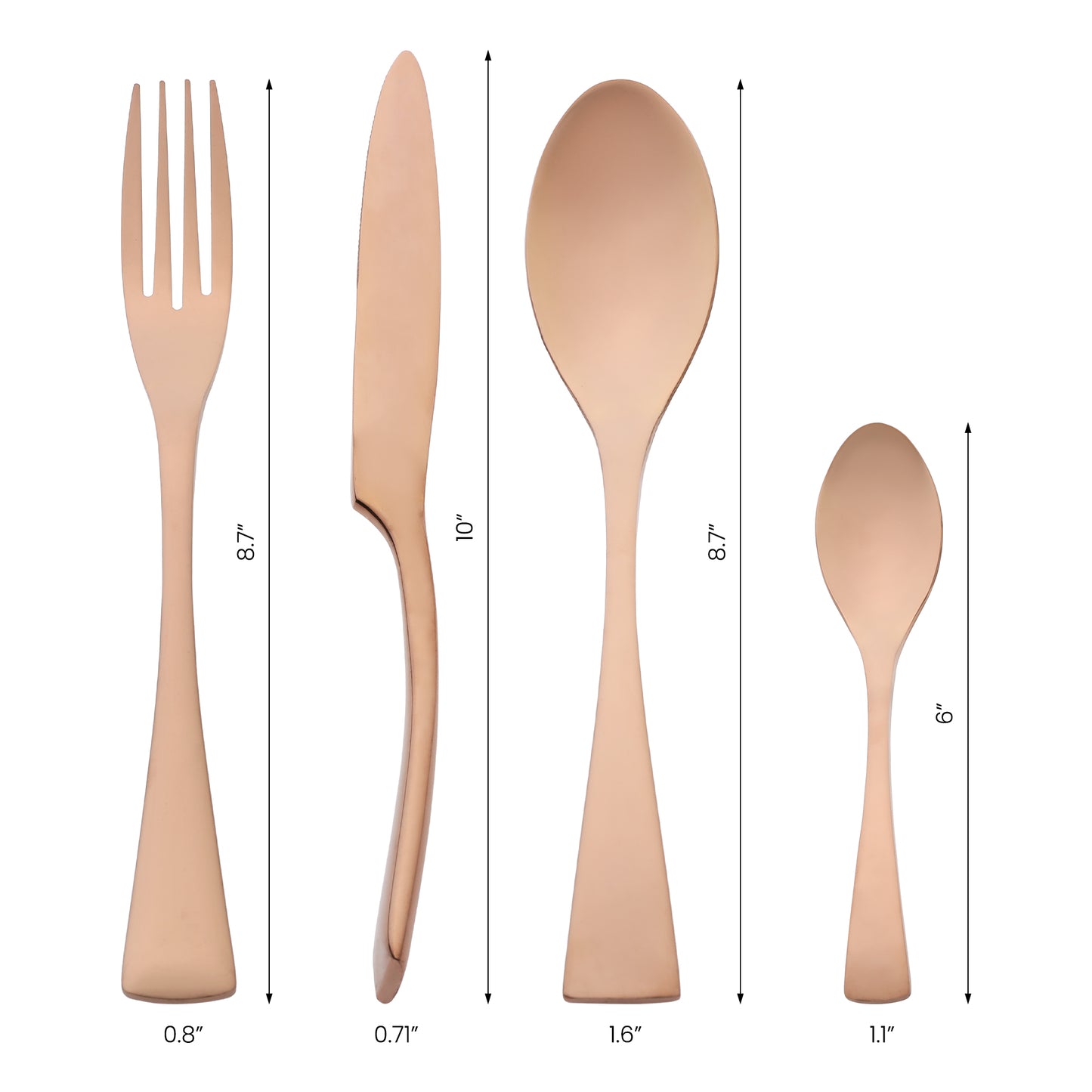Juego de cubiertos de 4 piezas, cubiertos de acero inoxidable con cuchillo.