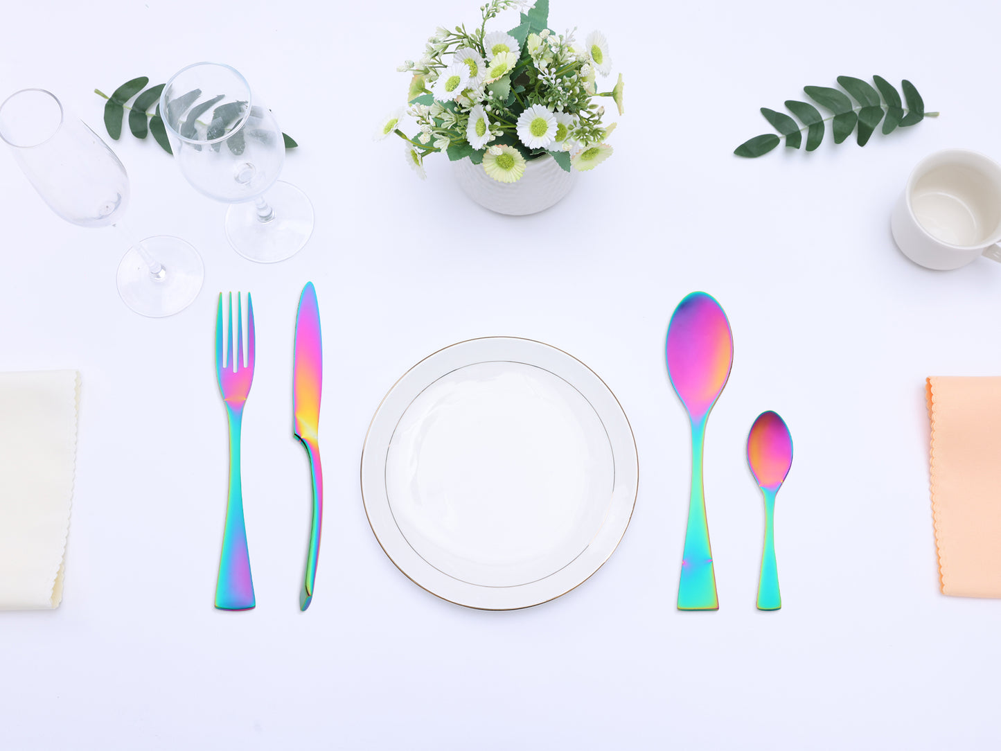 4 Pieces Silverware Set, Stainless Steel Flatware with Knife Cutlery Set