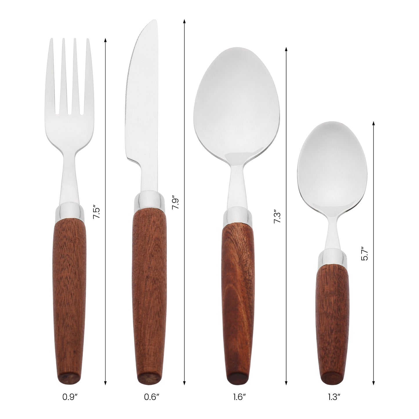 4 Pieces Flatware Set, Stainless Steel Silverware with Knife, Mirror Polished Cutlery Set