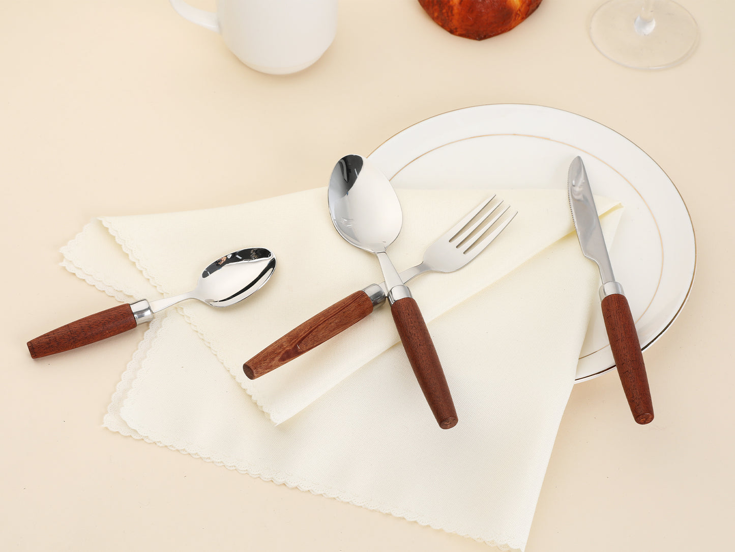 4 Pieces Flatware Set, Stainless Steel Silverware with Knife, Mirror Polished Cutlery Set