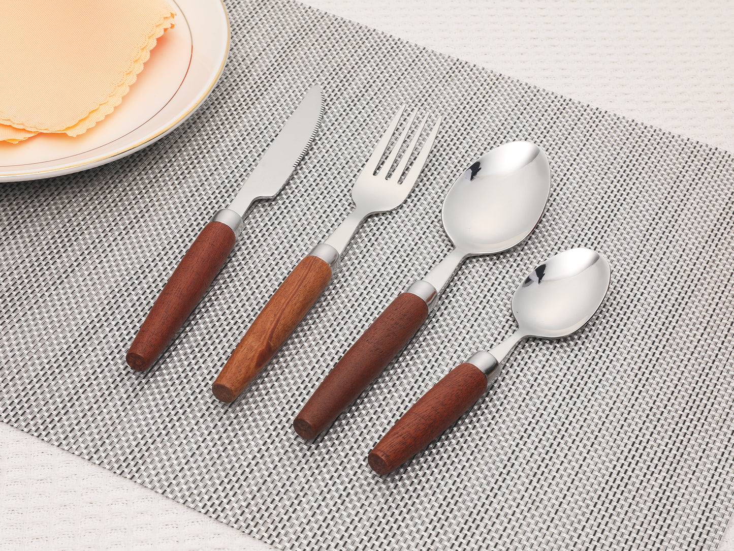 4 Pieces Flatware Set, Stainless Steel Silverware with Knife, Mirror Polished Cutlery Set