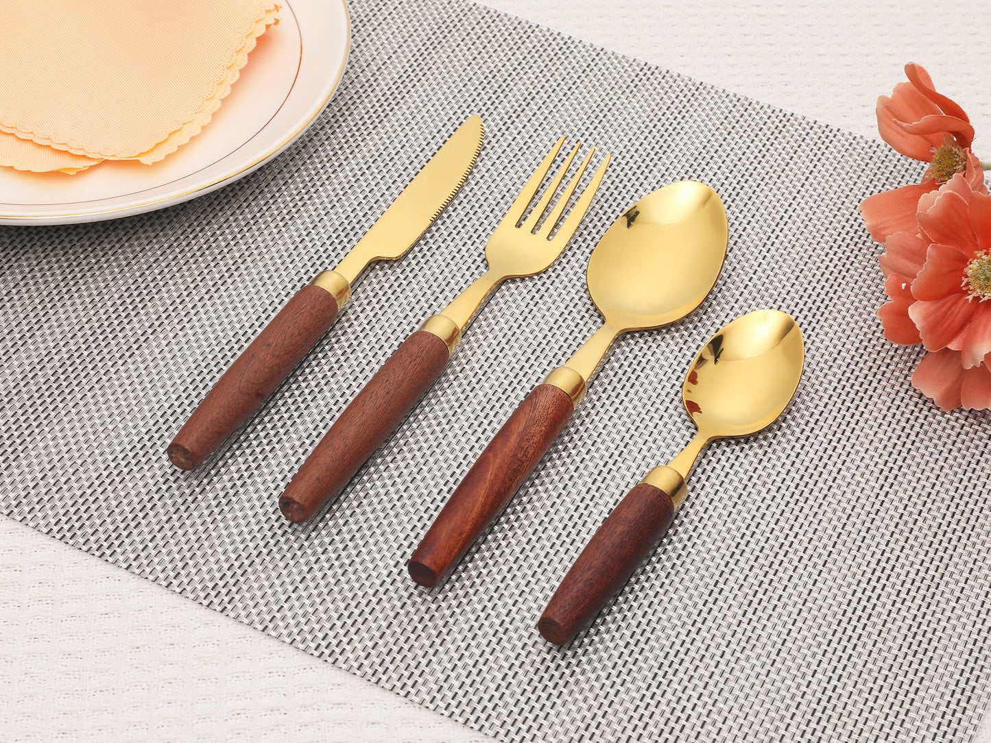 4 Pieces Flatware Set, Stainless Steel Silverware with Knife, Mirror Polished Cutlery Set