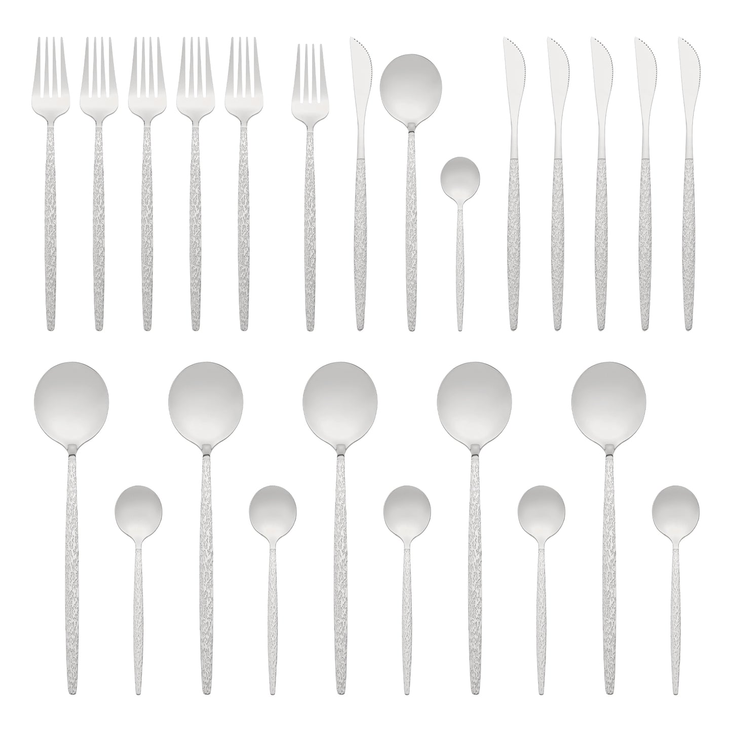 24 Pieces Silverware Set, Stainless Steel Flatware with Knife, Spoons and Fork