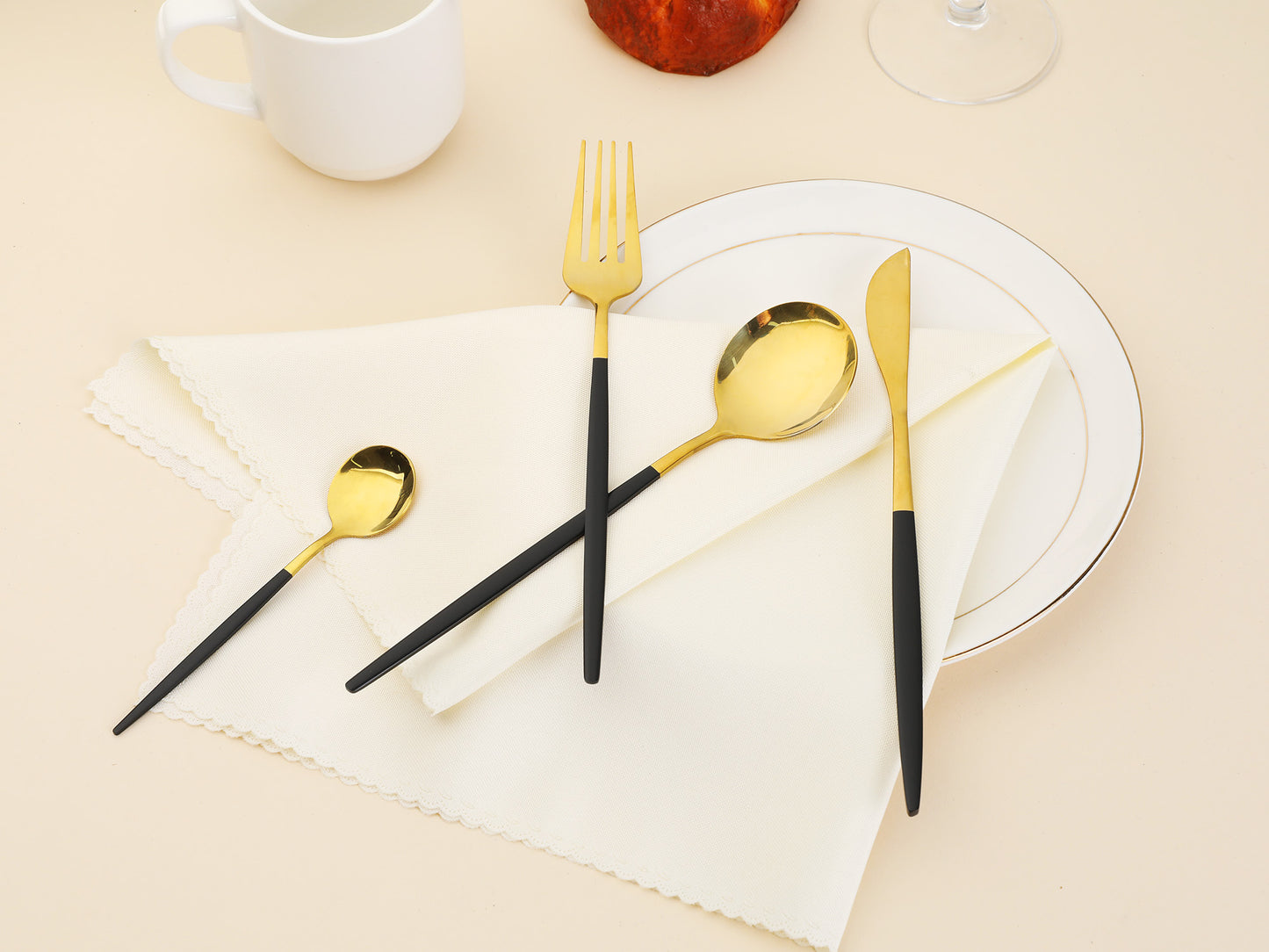 24 Pieces Silverware Set, Stainless Steel Serving Utensils Set for Kitchen Eating Tableware