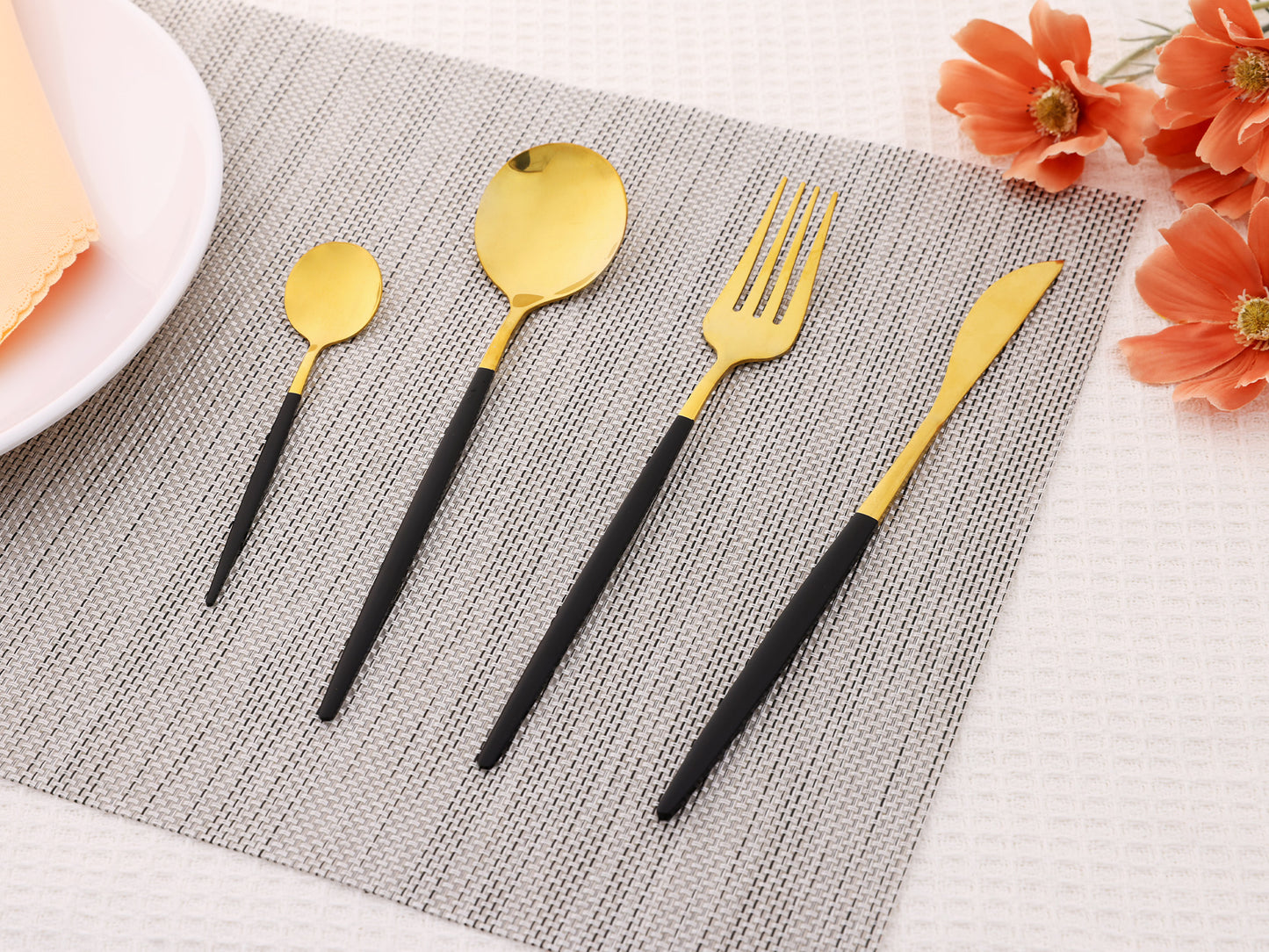 24 Pieces Silverware Set, Stainless Steel Serving Utensils Set for Kitchen Eating Tableware