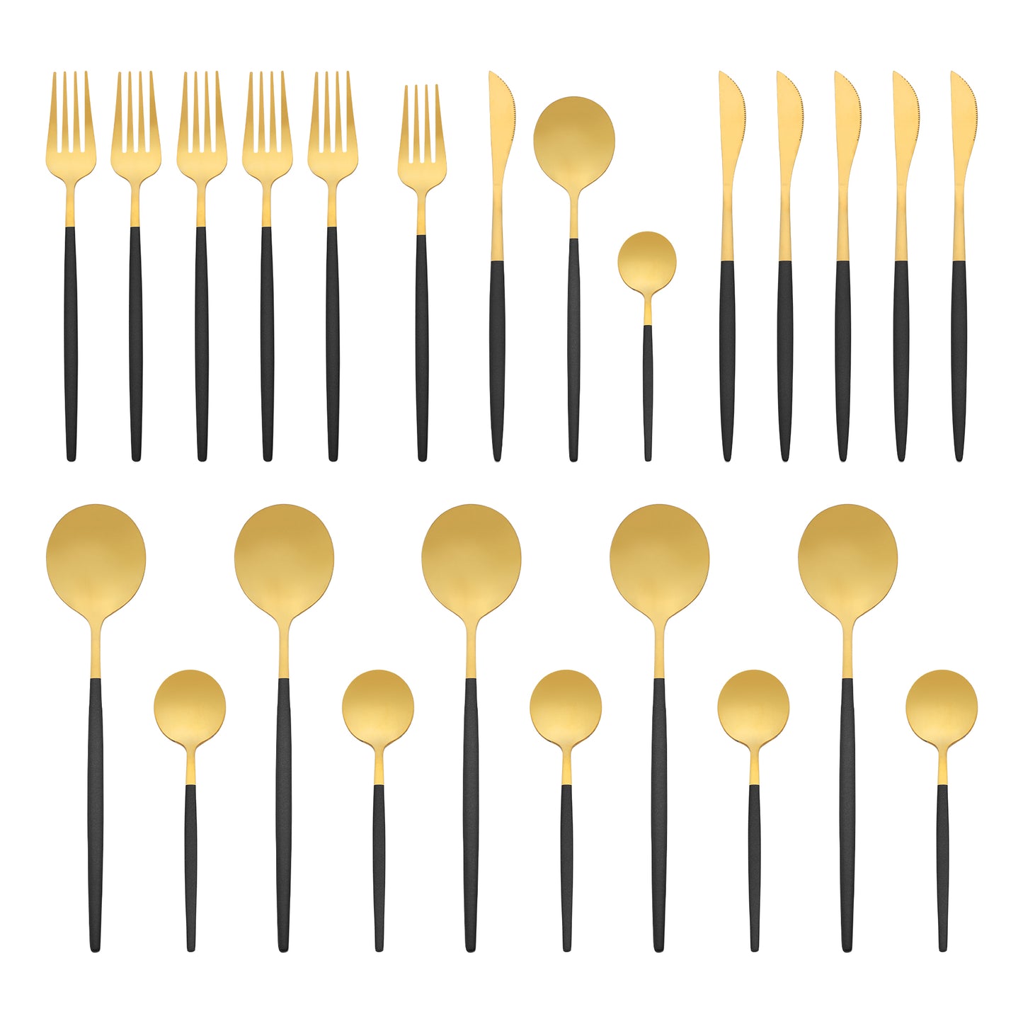 24 Pieces Silverware Set, Stainless Steel Serving Utensils Set for Kitchen Eating Tableware