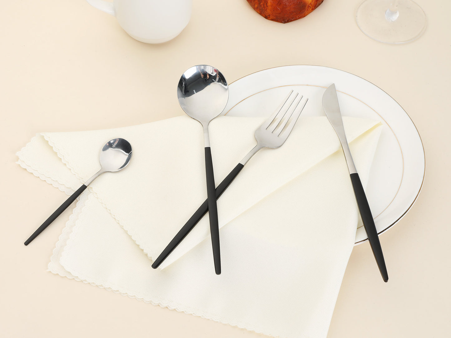 24 Pieces Silverware Set, Stainless Steel Serving Utensils Set for Kitchen Eating Tableware