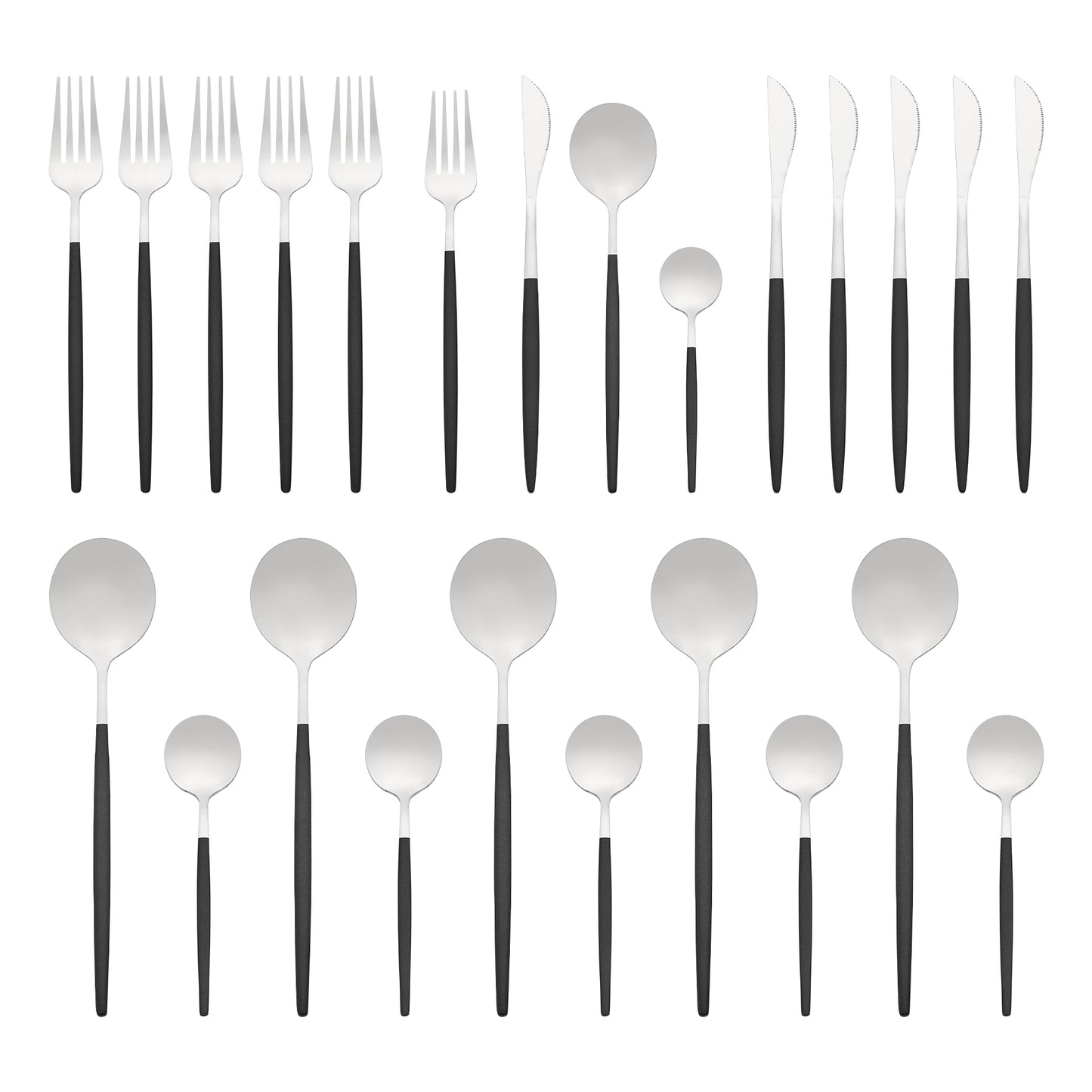 24 Pieces Silverware Set, Stainless Steel Serving Utensils Set for Kitchen Eating Tableware