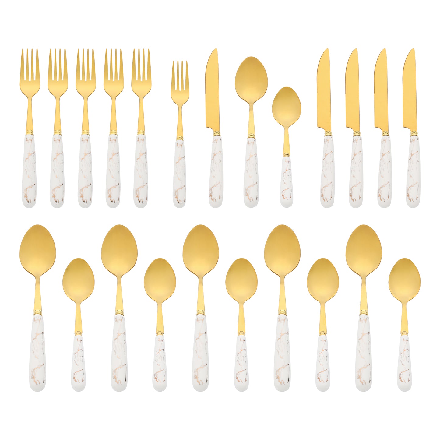 24 Pieces Silverware Set, Stainless Steel Floral Flatware Set for 6, Modern Cutlery Set