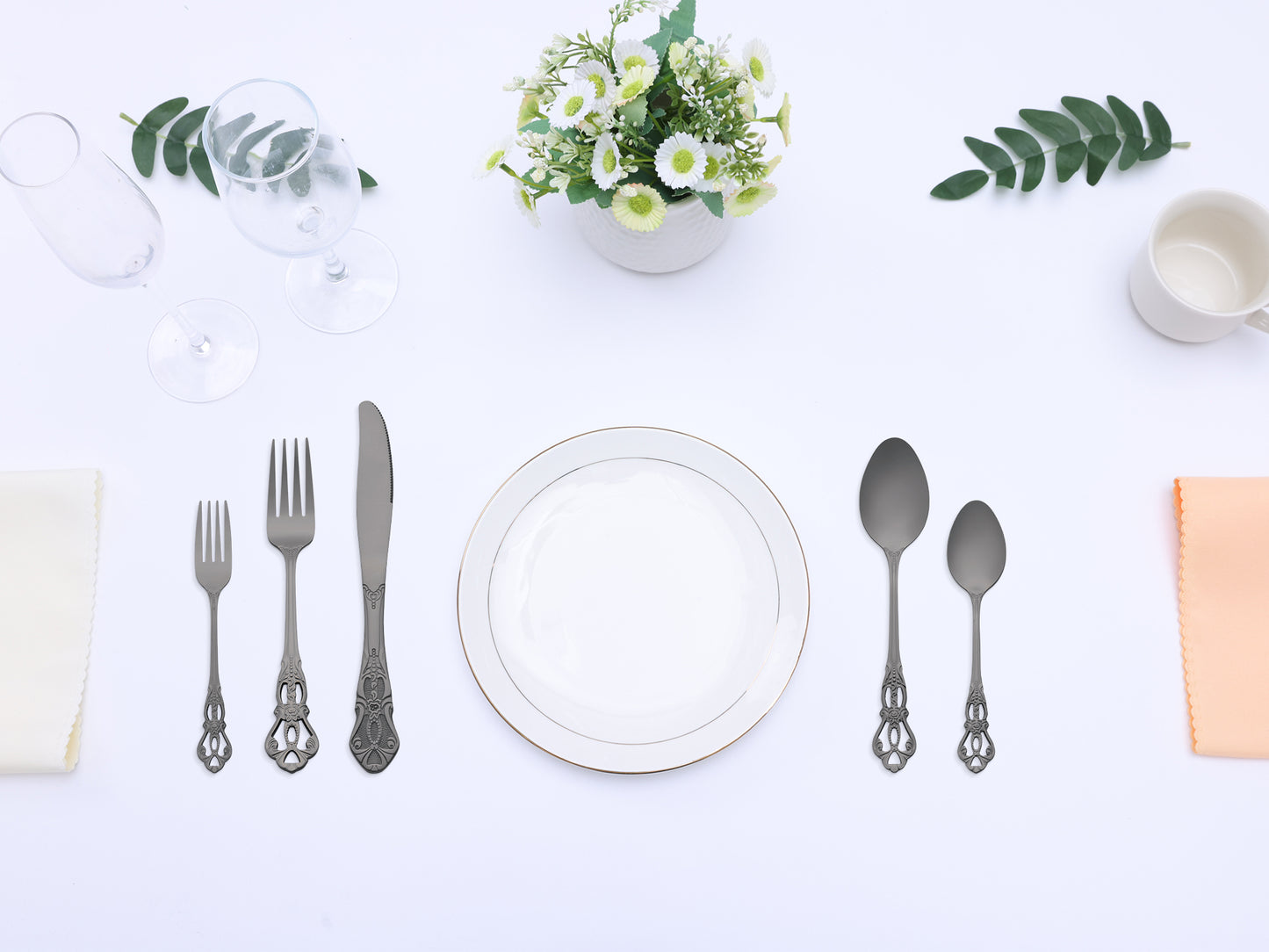 20 Pieces Silverware Set, Stainless Steel Floral Flatware, Modern Cutlery Set