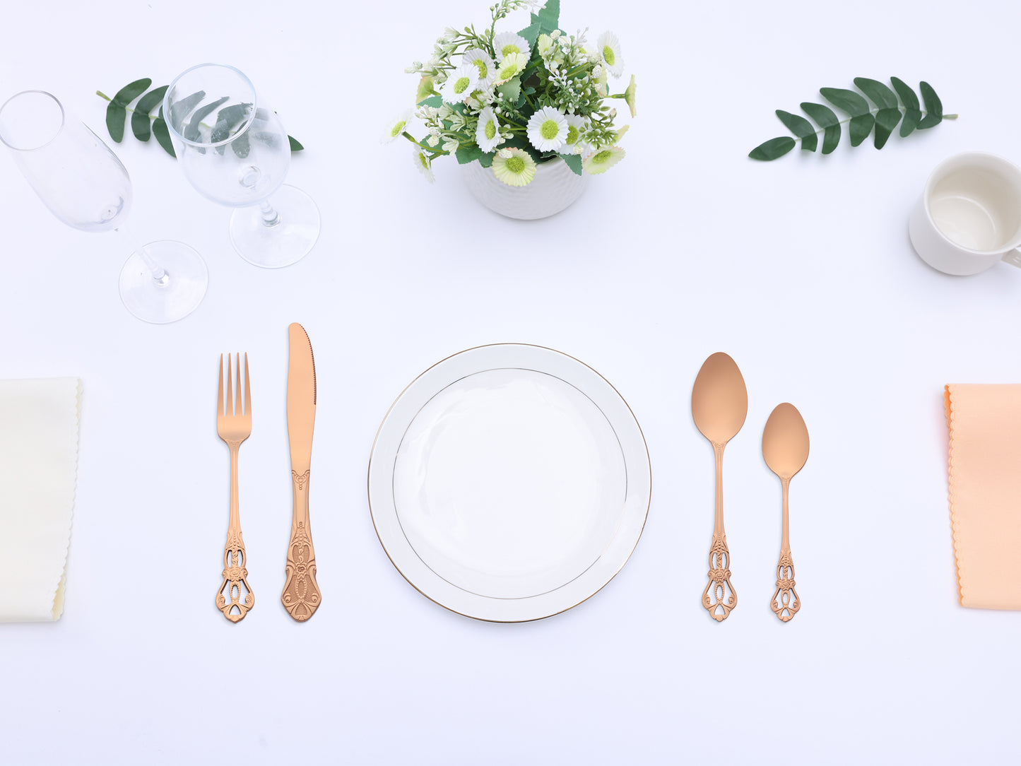 24 Pieces Silverware Set, Stainless Steel Floral Flatware Set for 6, Modern Cutlery Set