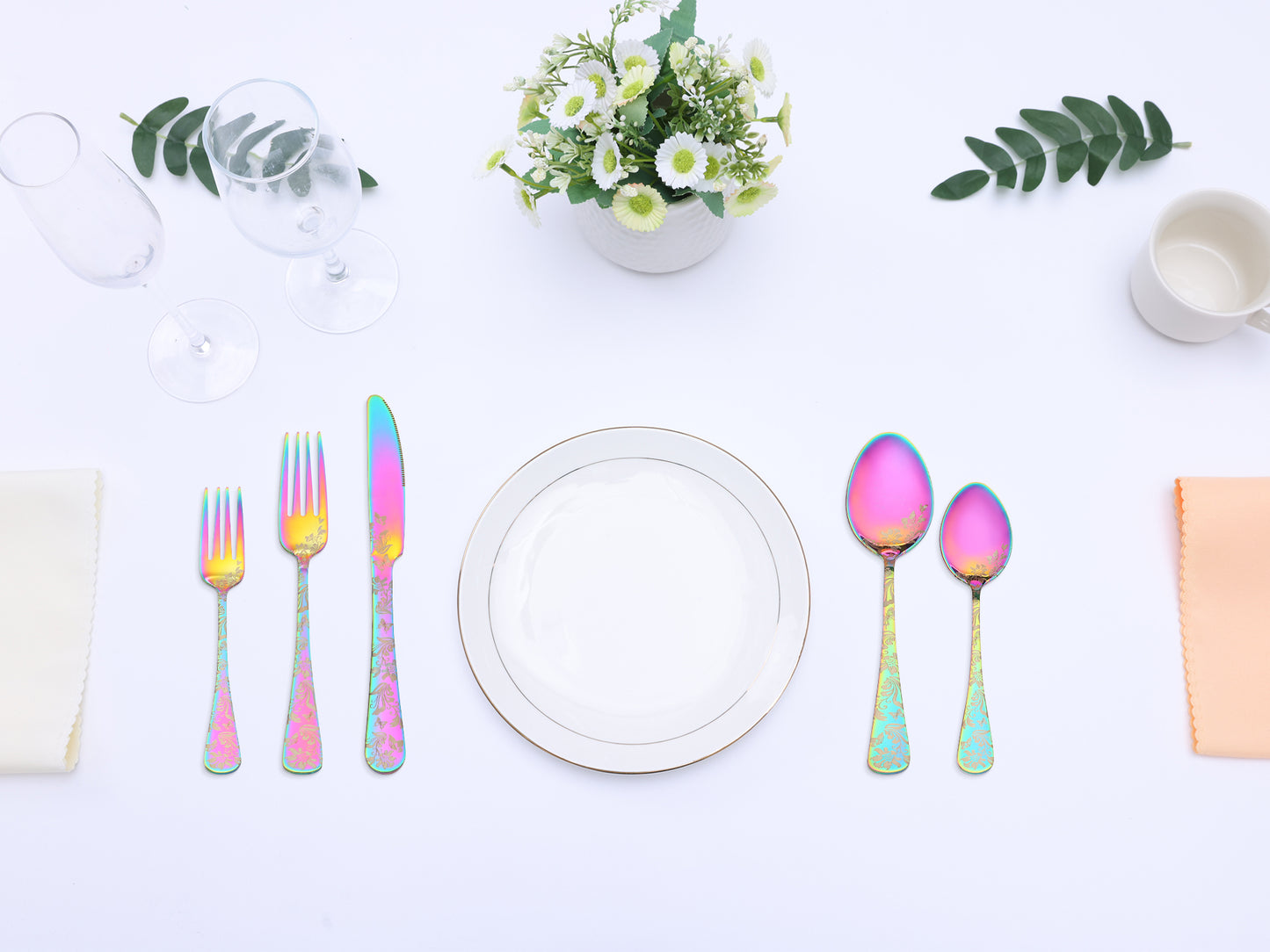 5 Pieces Silverware Set, Stainless Steel Flatware Set, Mirror Polished Cutlery Set