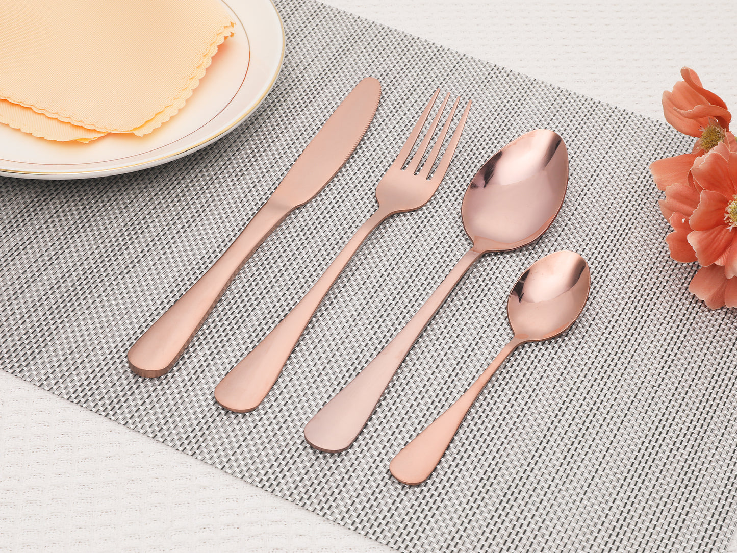 24 Pieces Silverware Set, Stainless Steel Flatware Set with Supporting Shelf