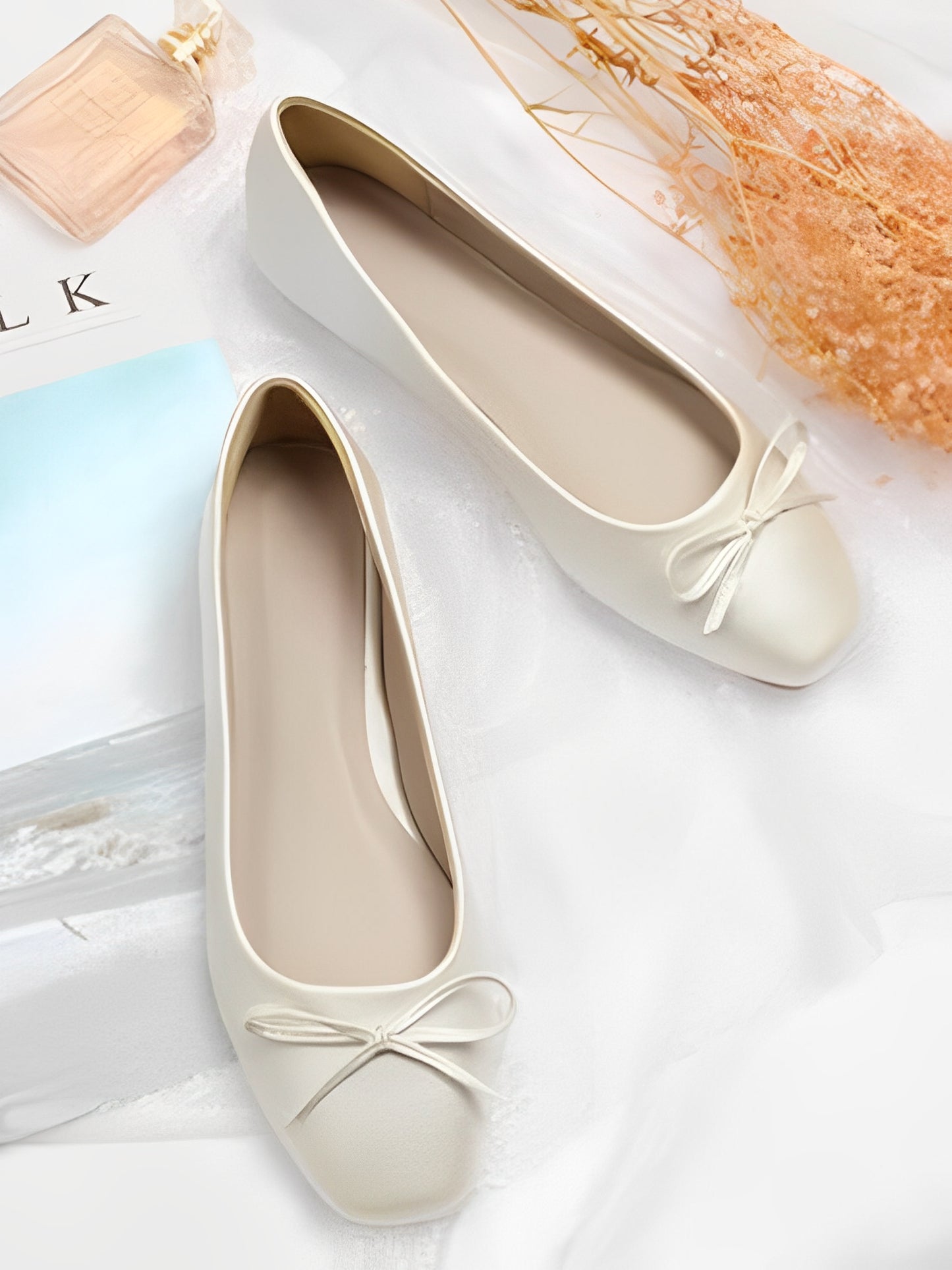 Women Solid Color Bow Commuting Flat Shoes Soft Sole Shoes
