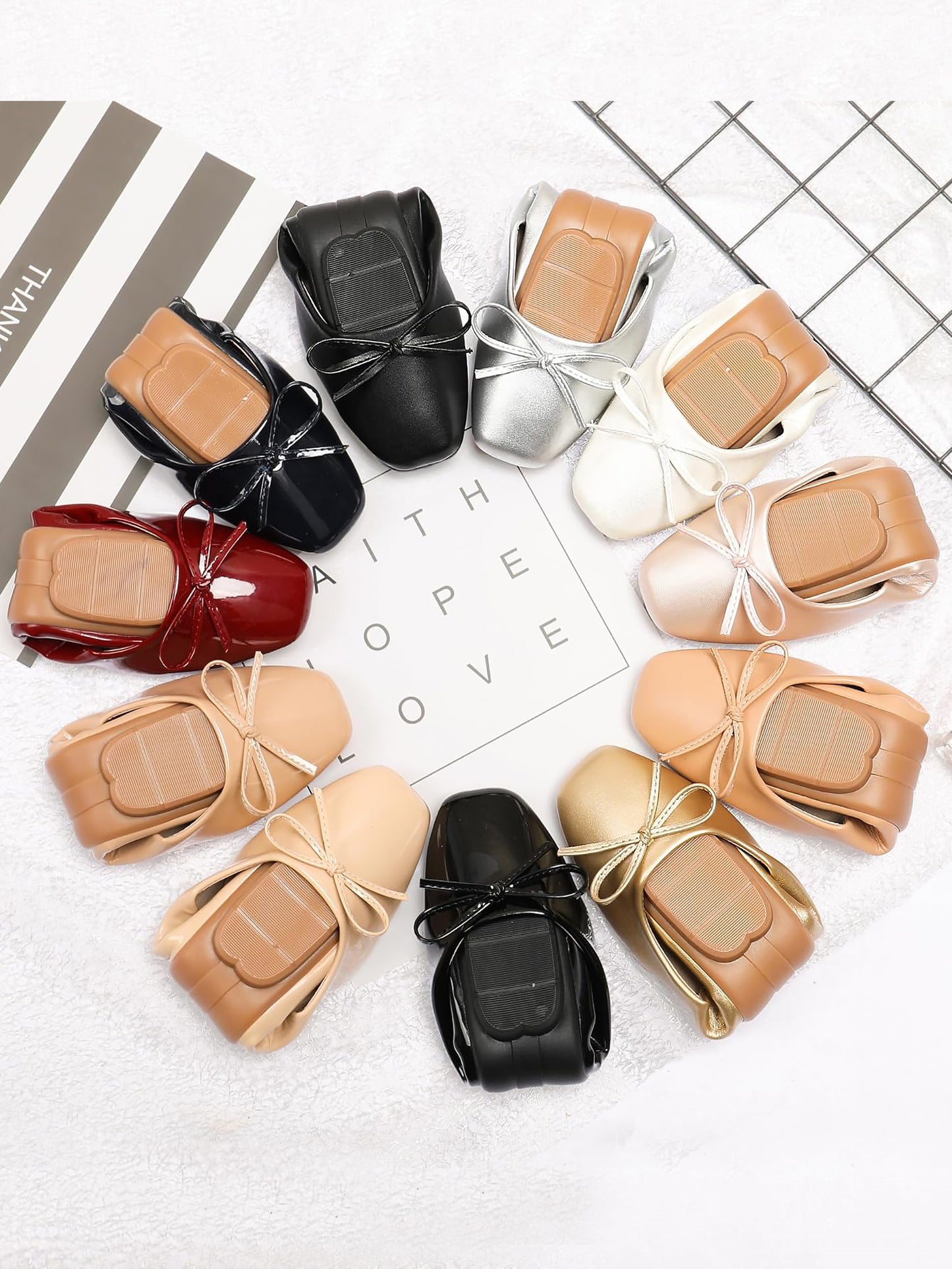 Women Solid Color Bow Commuting Flat Shoes Soft Sole Shoes