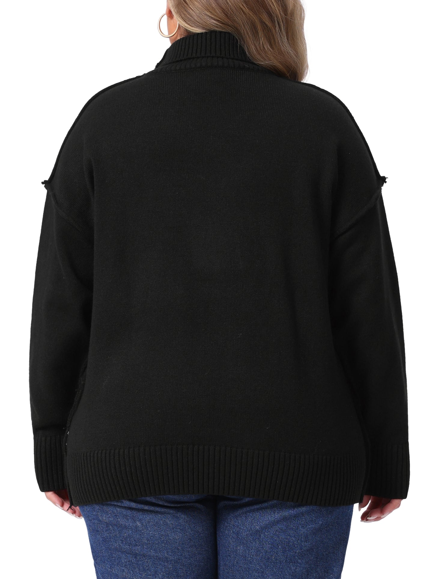 Women Plus Size Sweater Turtleneck Long Sleeve Knit Top Casual Loose Pullover Knitwear