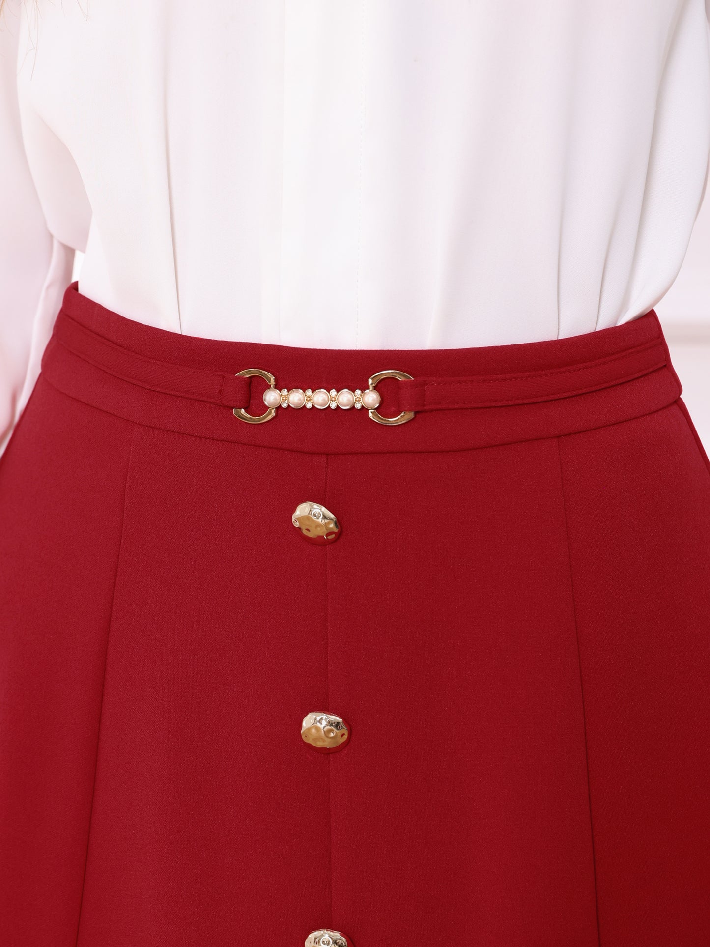 Women's Vintage High Waist Pleated A-Line Midi Flare Skirt