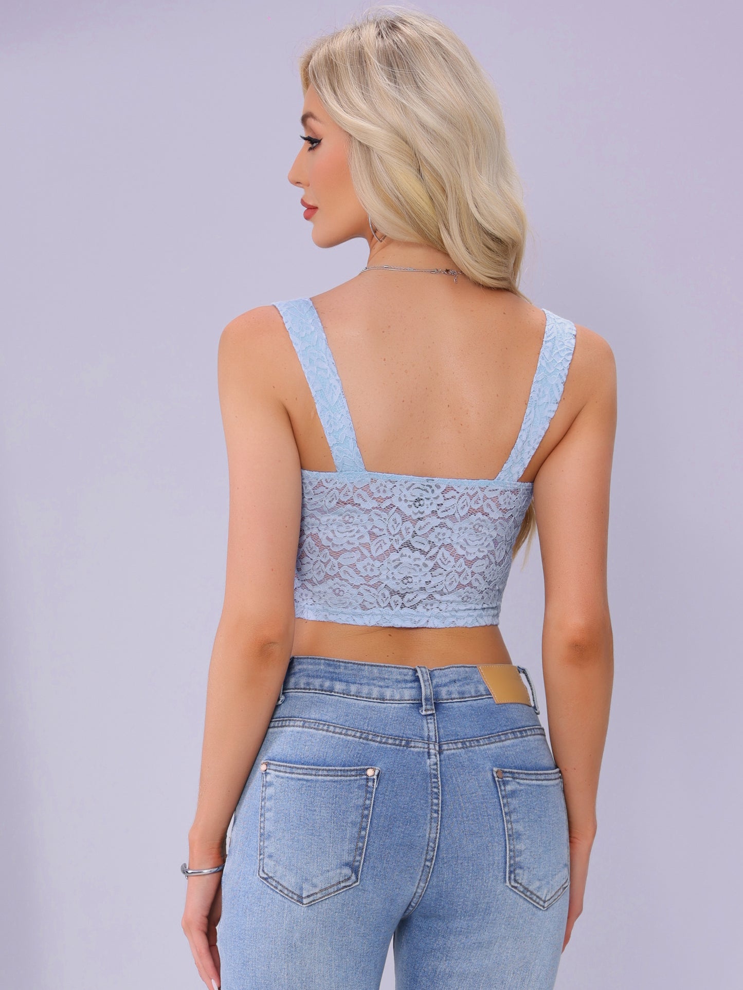Women Sleeveless Nightout Sexy Cropped Tank Lace Crop Top