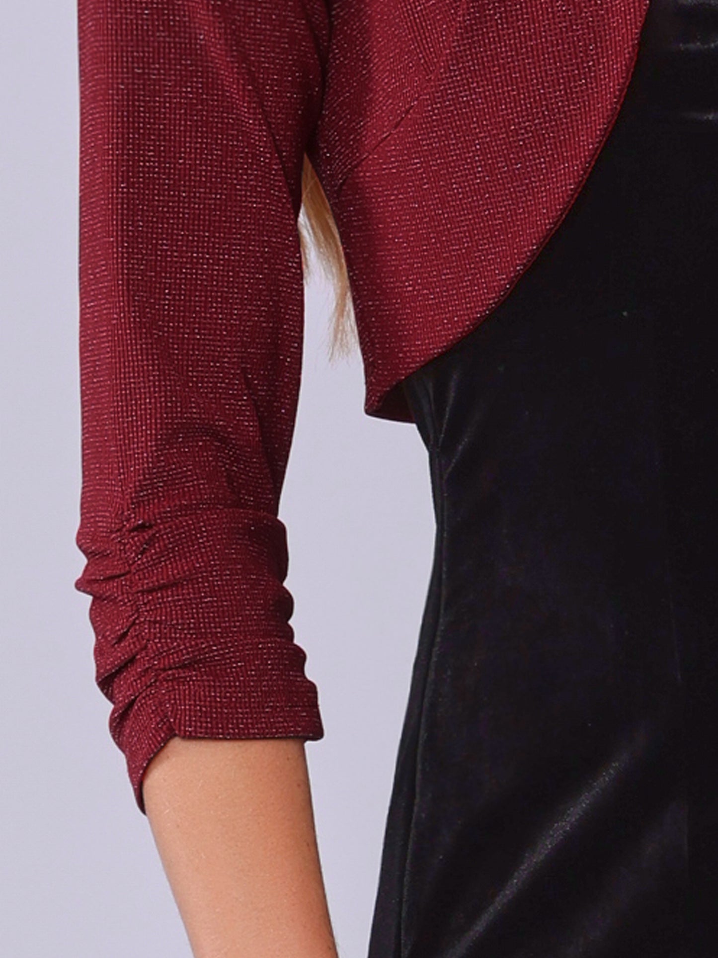 Women Open Front Party Cropped Bolero Cardigan Ruched 3/4 Sleeve Shrug