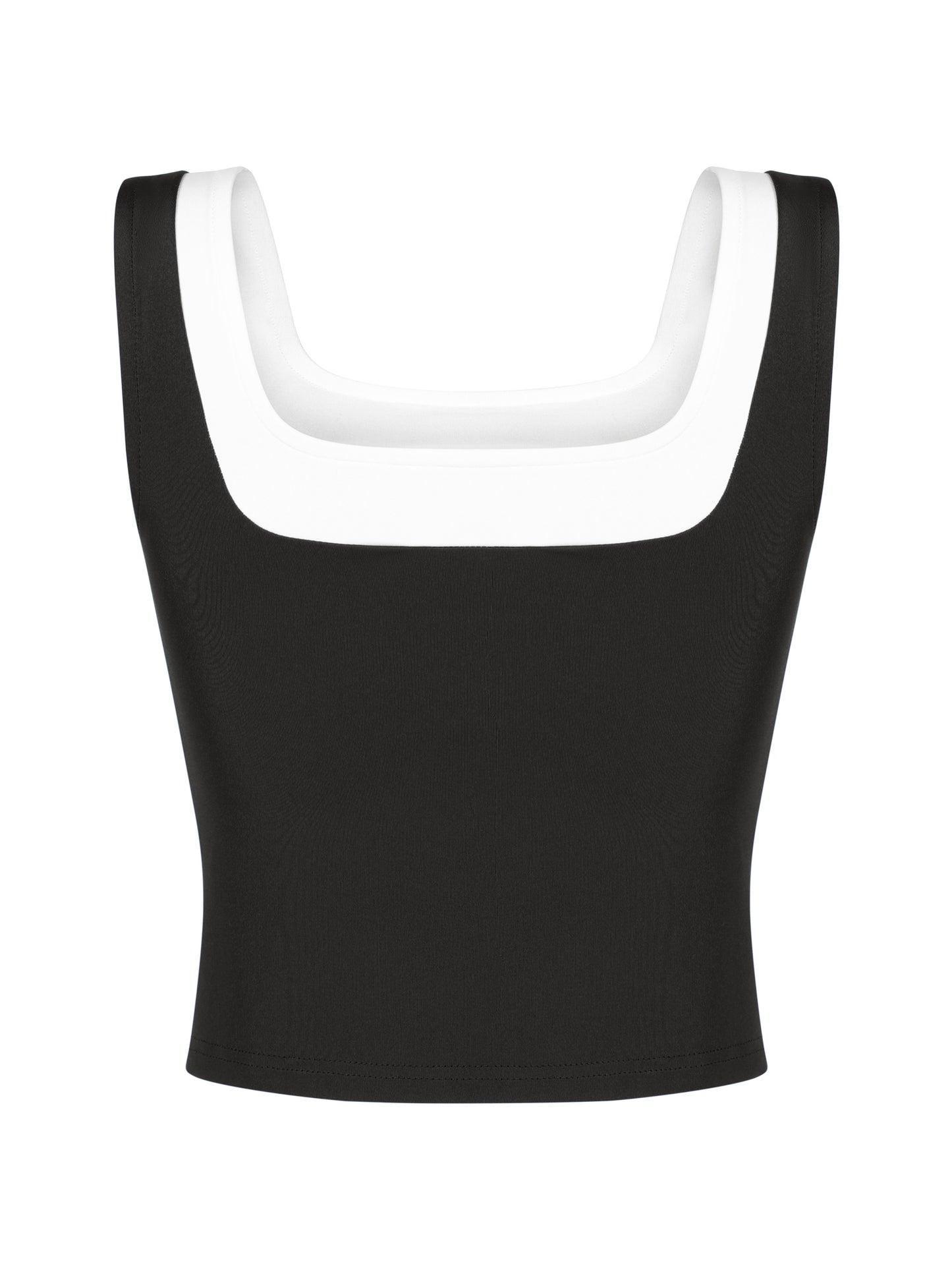 Women's Color Block Square Neck Tank Top Strappy Sleeveless Summer Crop Top