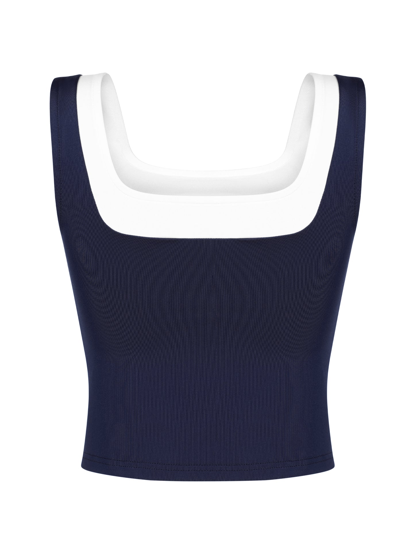 Women's Color Block Square Neck Tank Top Strappy Sleeveless Summer Crop Top
