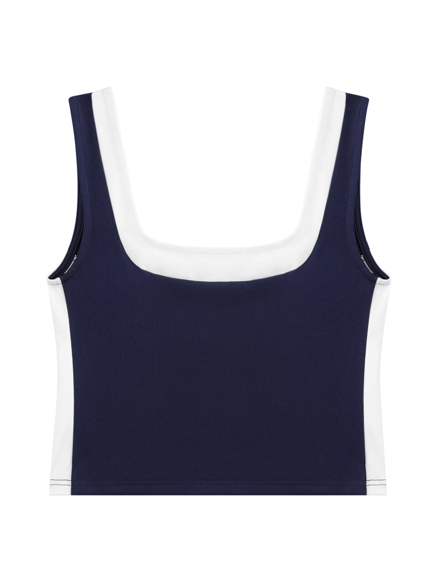 Women's Color Block Square Neck Tank Top Strappy Sleeveless Summer Crop Top