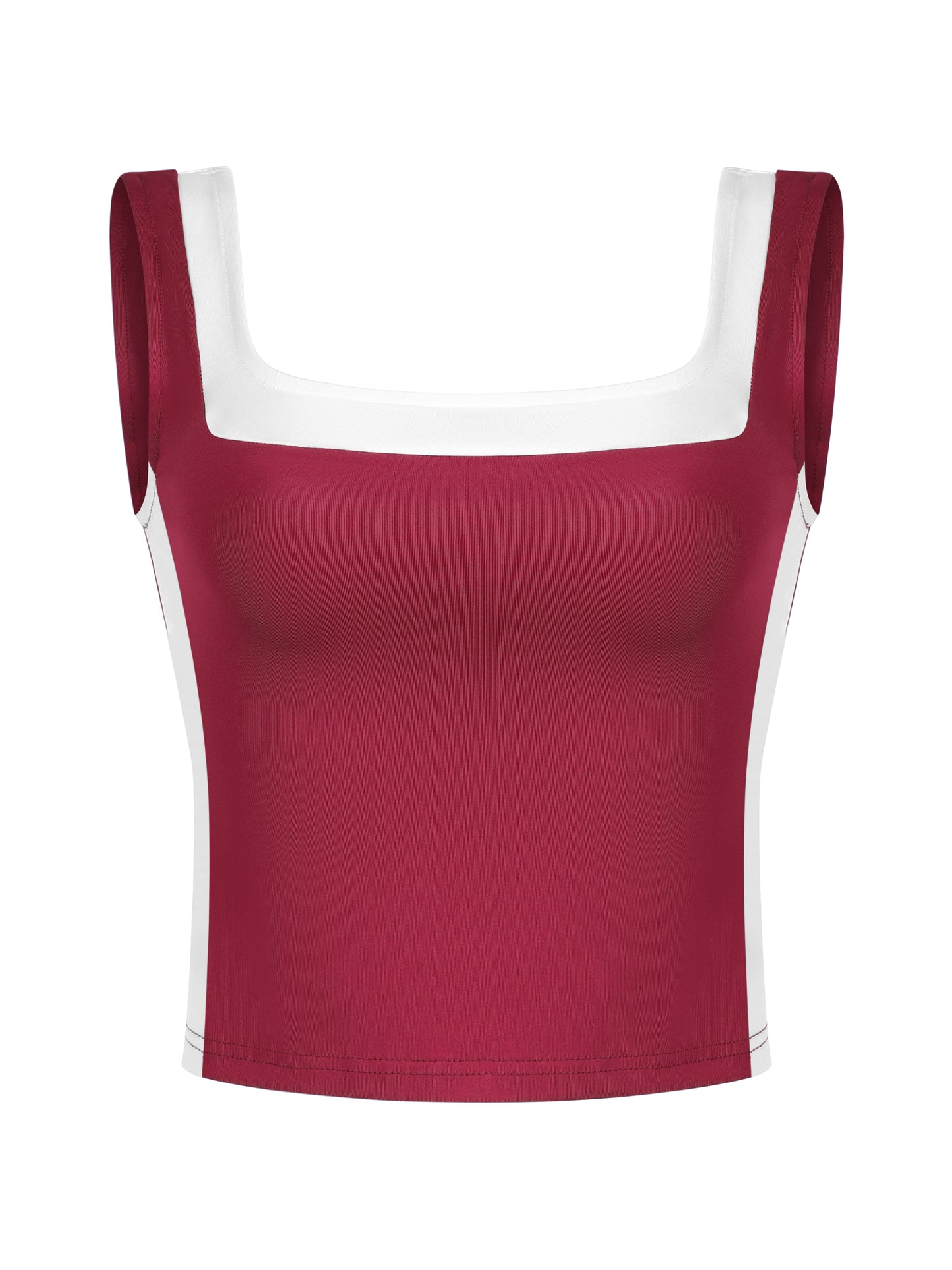 Women's Color Block Square Neck Tank Top Strappy Sleeveless Summer Crop Top