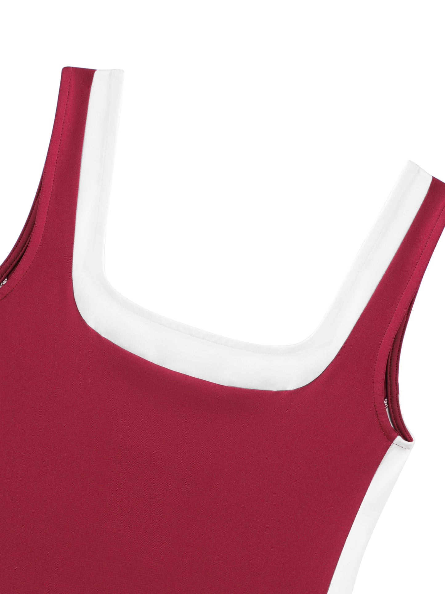 Women's Color Block Square Neck Tank Top Strappy Sleeveless Summer Crop Top