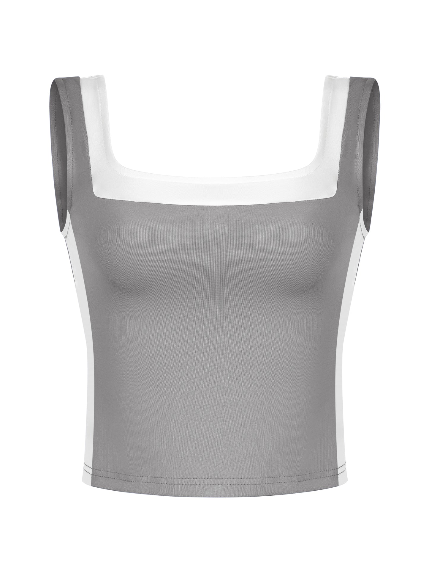 Women's Color Block Square Neck Tank Top Strappy Sleeveless Summer Crop Top