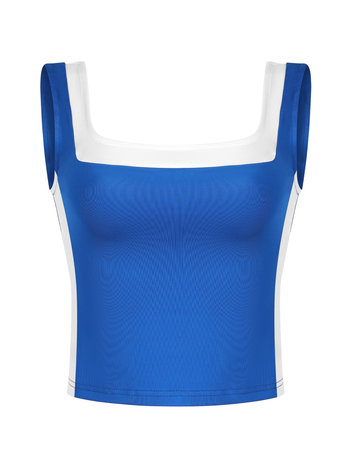 Women's Color Block Square Neck Tank Top Strappy Sleeveless Summer Crop Top