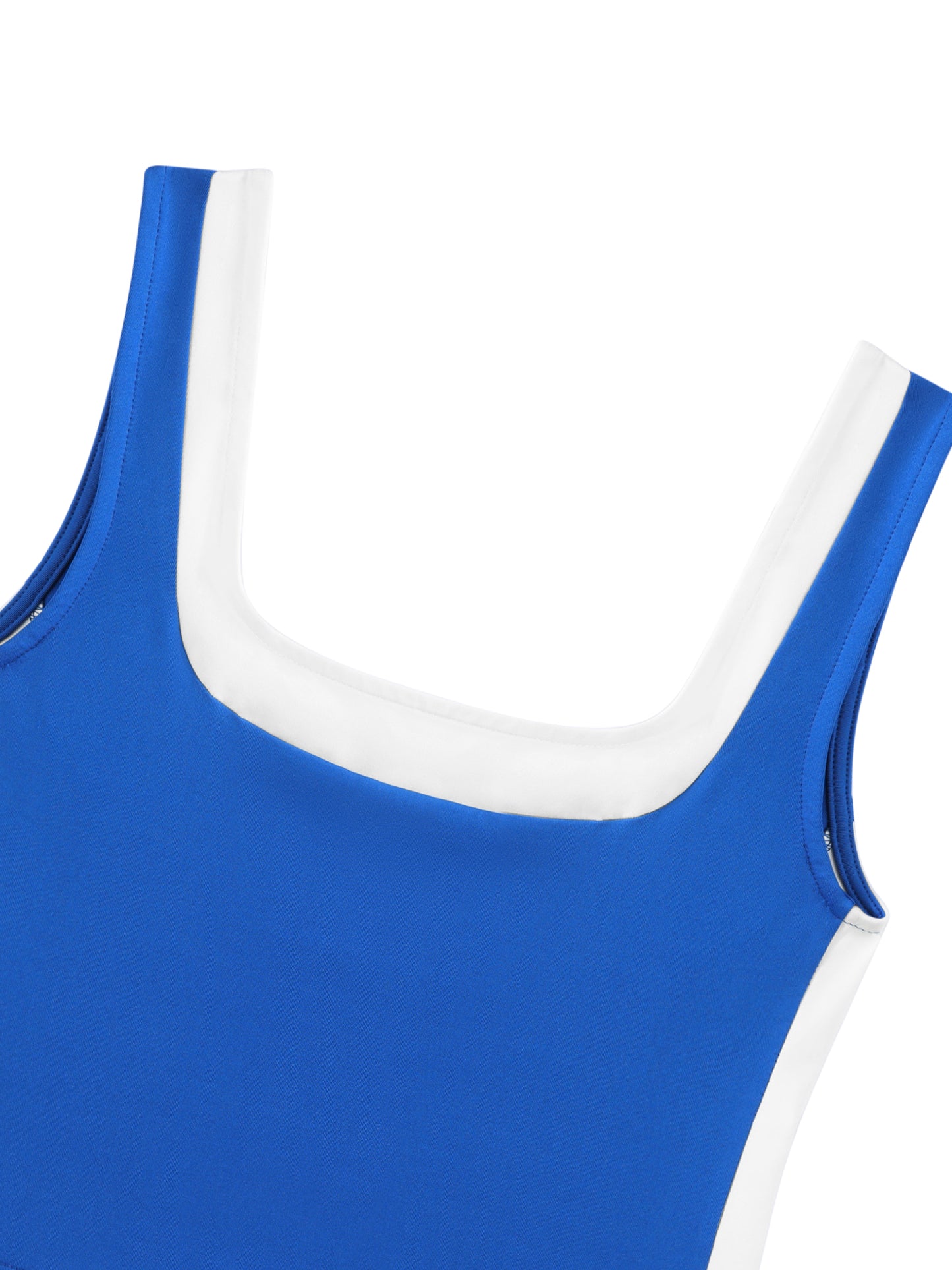 Women's Color Block Square Neck Tank Top Strappy Sleeveless Summer Crop Top