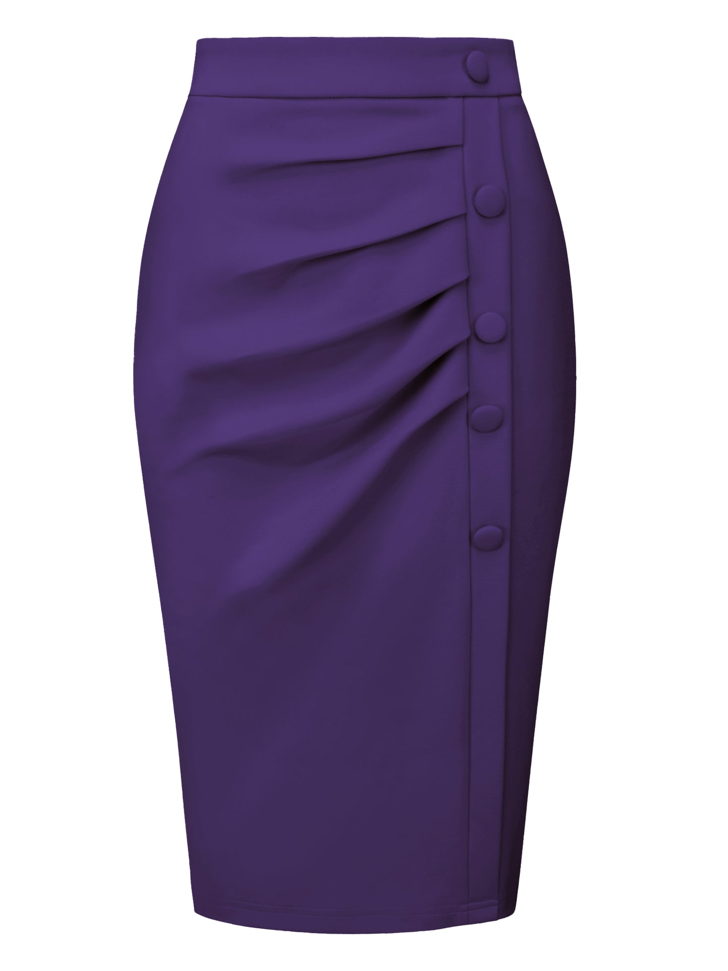 Women's Wear to Work Pencil Skirt Elastic High Waist Ruched Bodycon Midi Skirts