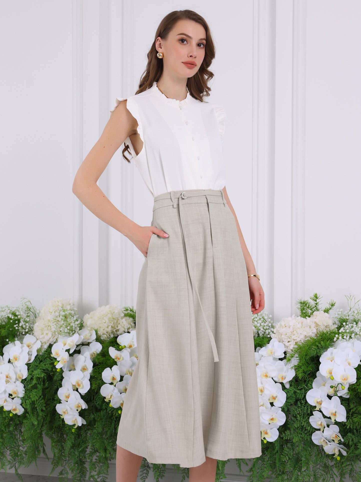 Women's A-Line Elastic High Waist Maxi Skirt