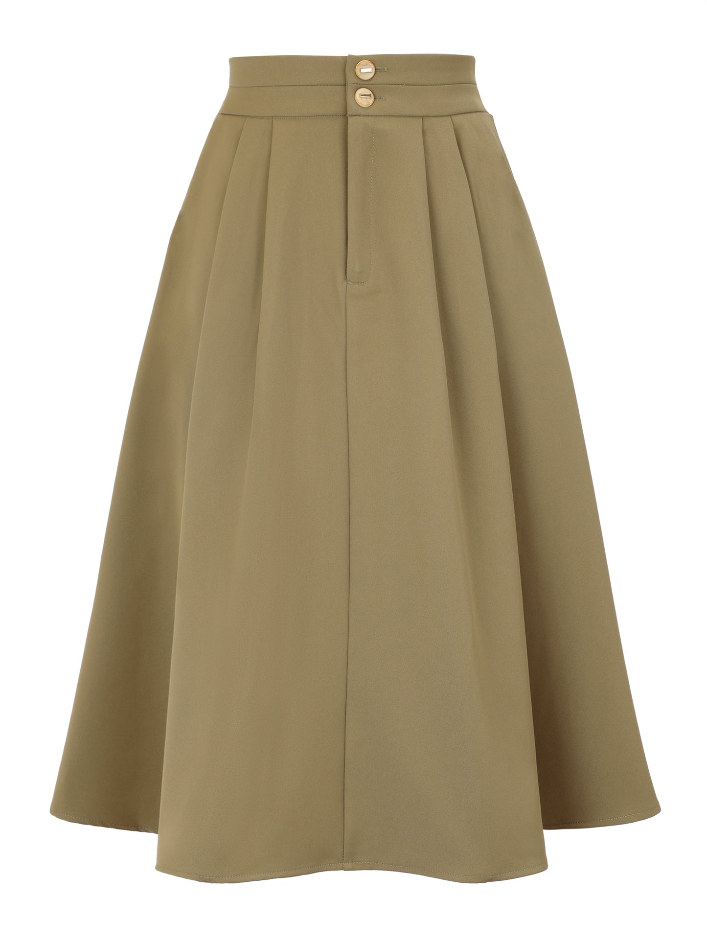 Falda midi informal de cintura alta y corte A para mujer con bolsillos