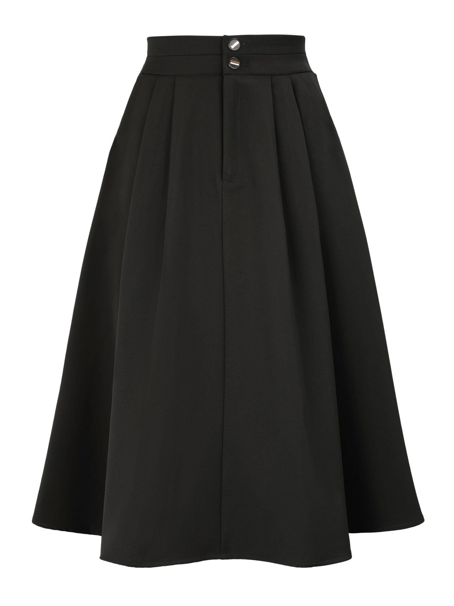 Falda midi informal de cintura alta y corte A para mujer con bolsillos