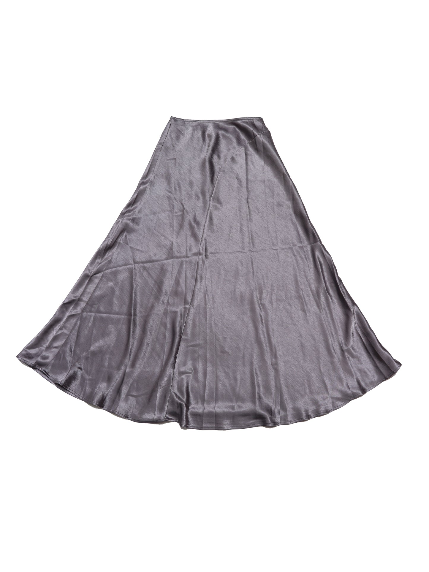 Women Satin Maxi Skirt High Waisted Elastic Waistband Flowy Elegant Skirt