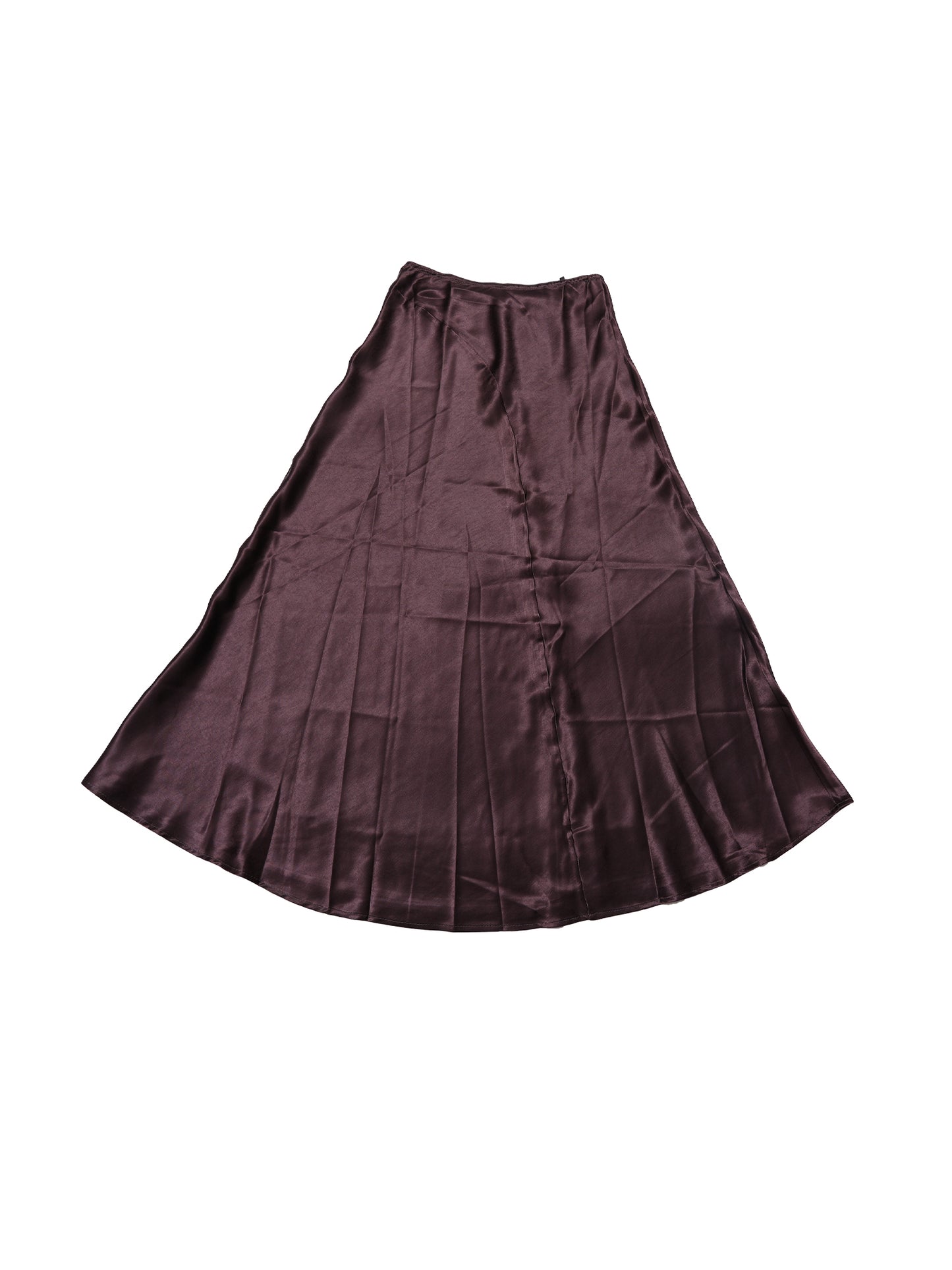 Women Satin Maxi Skirt High Waisted Elastic Waistband Flowy Elegant Skirt
