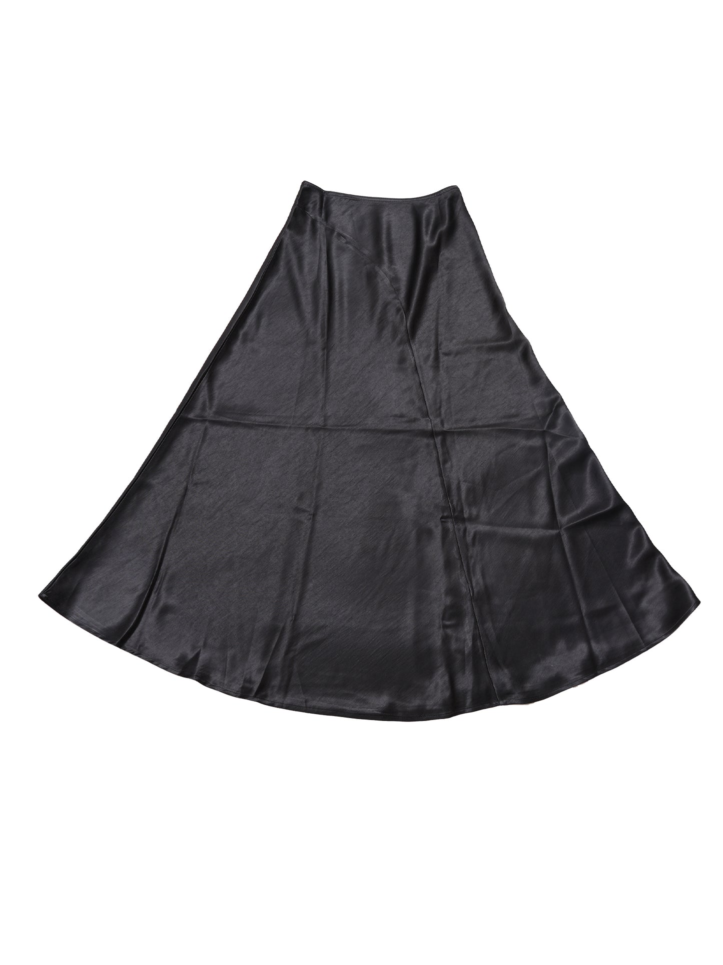 Women Satin Maxi Skirt High Waisted Elastic Waistband Flowy Elegant Skirt