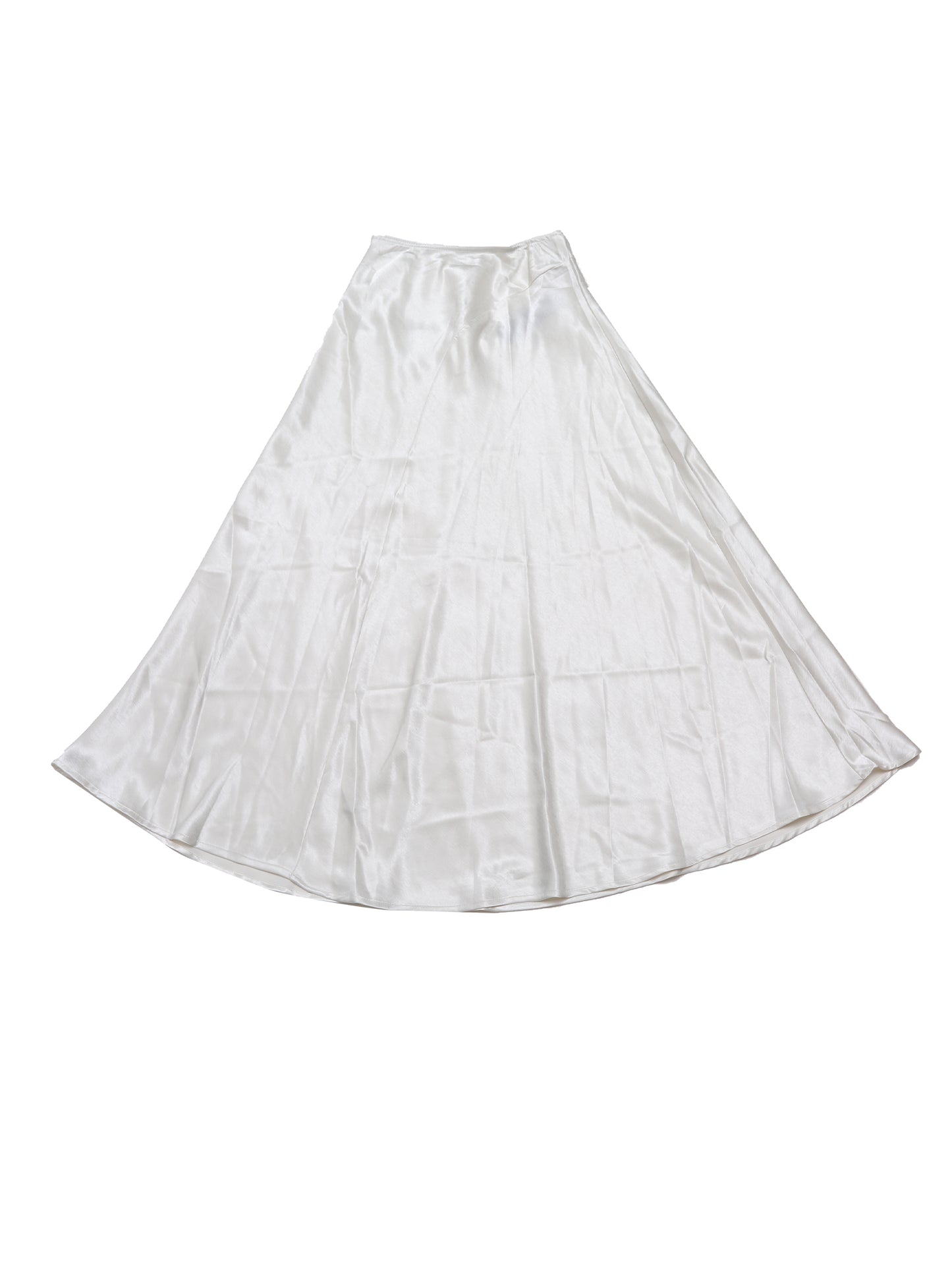 Women Satin Maxi Skirt High Waisted Elastic Waistband Flowy Elegant Skirt