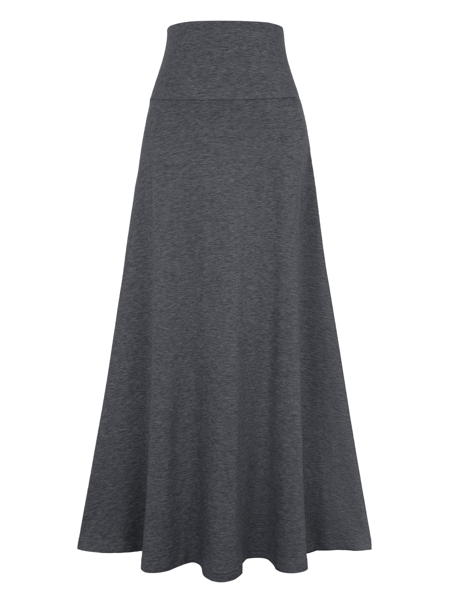 Falda larga acampanada, ligera, de talle alto y color liso para mujer