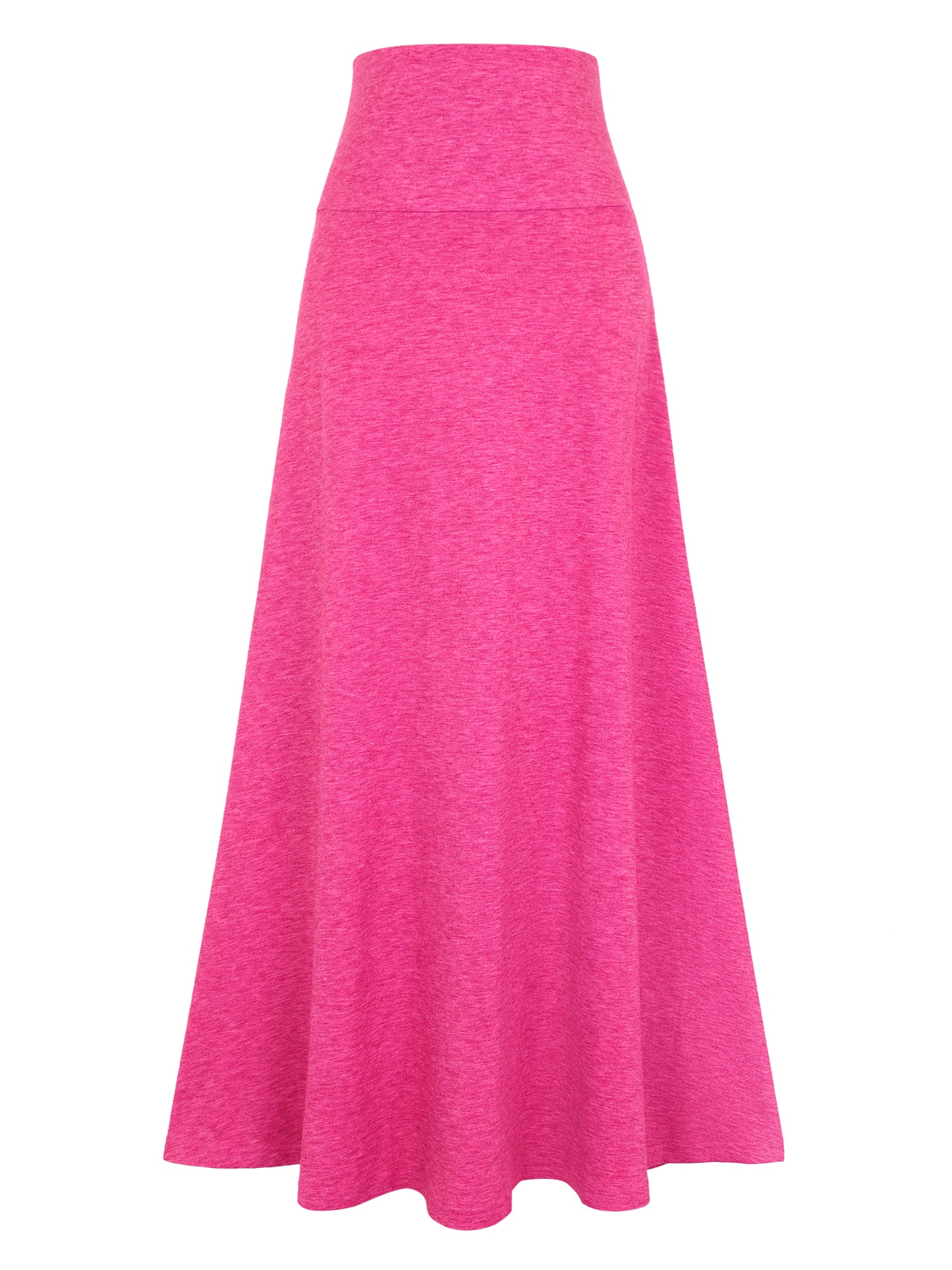 Falda larga acampanada, ligera, de talle alto y color liso para mujer